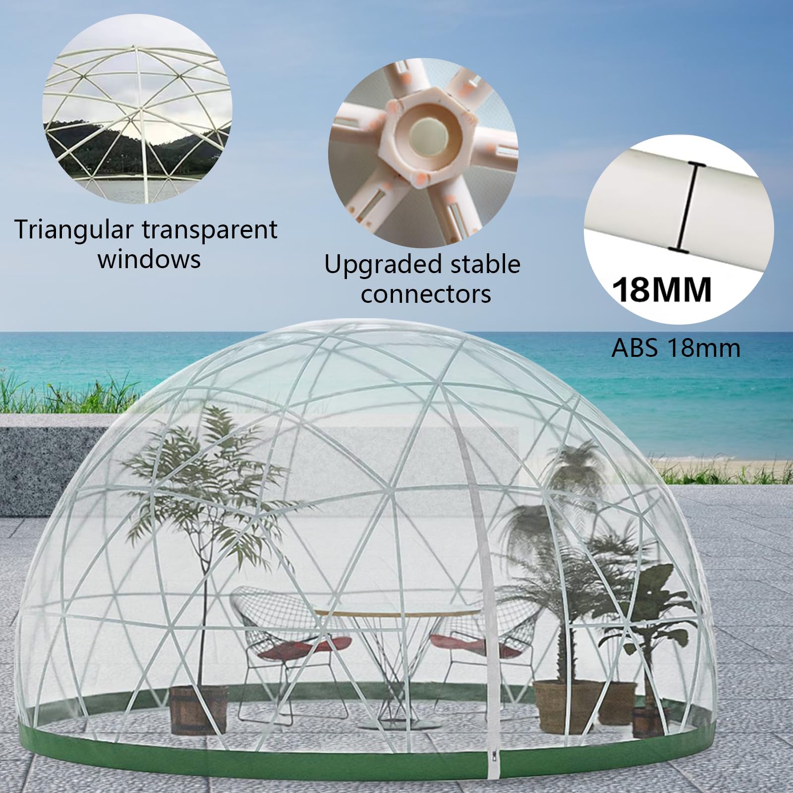 12x7.2ft Weatherproof PVC Transparent Garden Dome Tent - Outdoor Greenhouse Bubble Igloo for Parties, Backyard Events & Winter Protection | Perfect for Garden Relaxation, Social Gatherings & Seasonal Plant Shelter