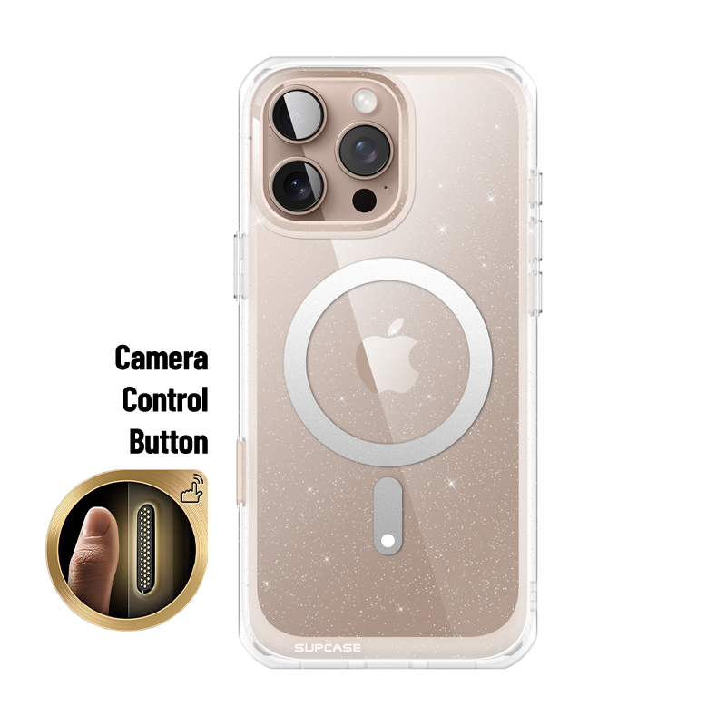 iPhone 16 Pro Case 6.3 Inch - Unicorn Beetle MAG Slim Clear Protective Cover with MagSafe & Camera Control Button | Glitter Pink Design | Perfect for Everyday Use, Travel & Wireless Charging