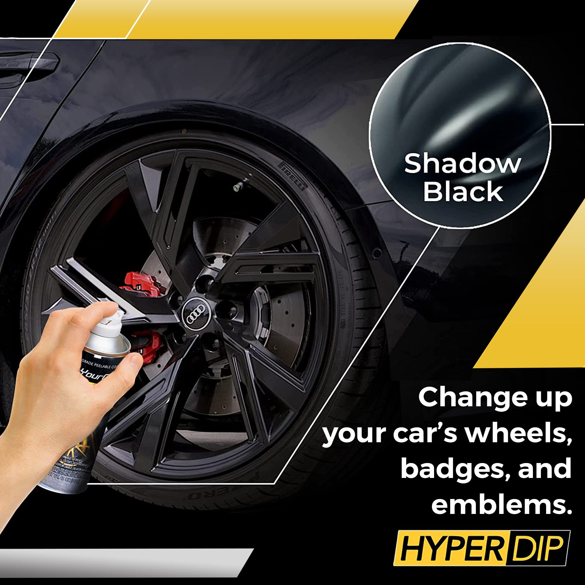 DipYourCar HyperDip Peelable Emblem Car Paint Kit - DIY Automotive Spray Paint Set with Removable Auto Paint Protection for Car Badges (Shadow Black) | Perfect for Customizing Vehicle Logos & Emblems