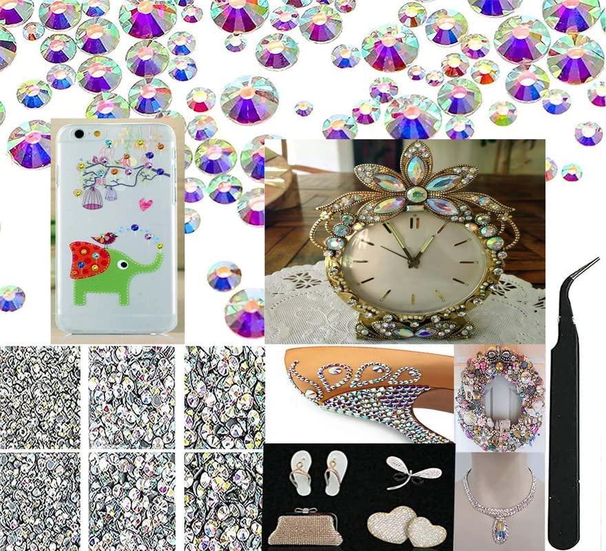 300-Piece Mixed Color Random Crystal AB Hotfix Rhinestones - 2-6.5mm Flatback Round Glass Gems for DIY Crafts, Nail Art, Jewelry Making & Clothing Decoration