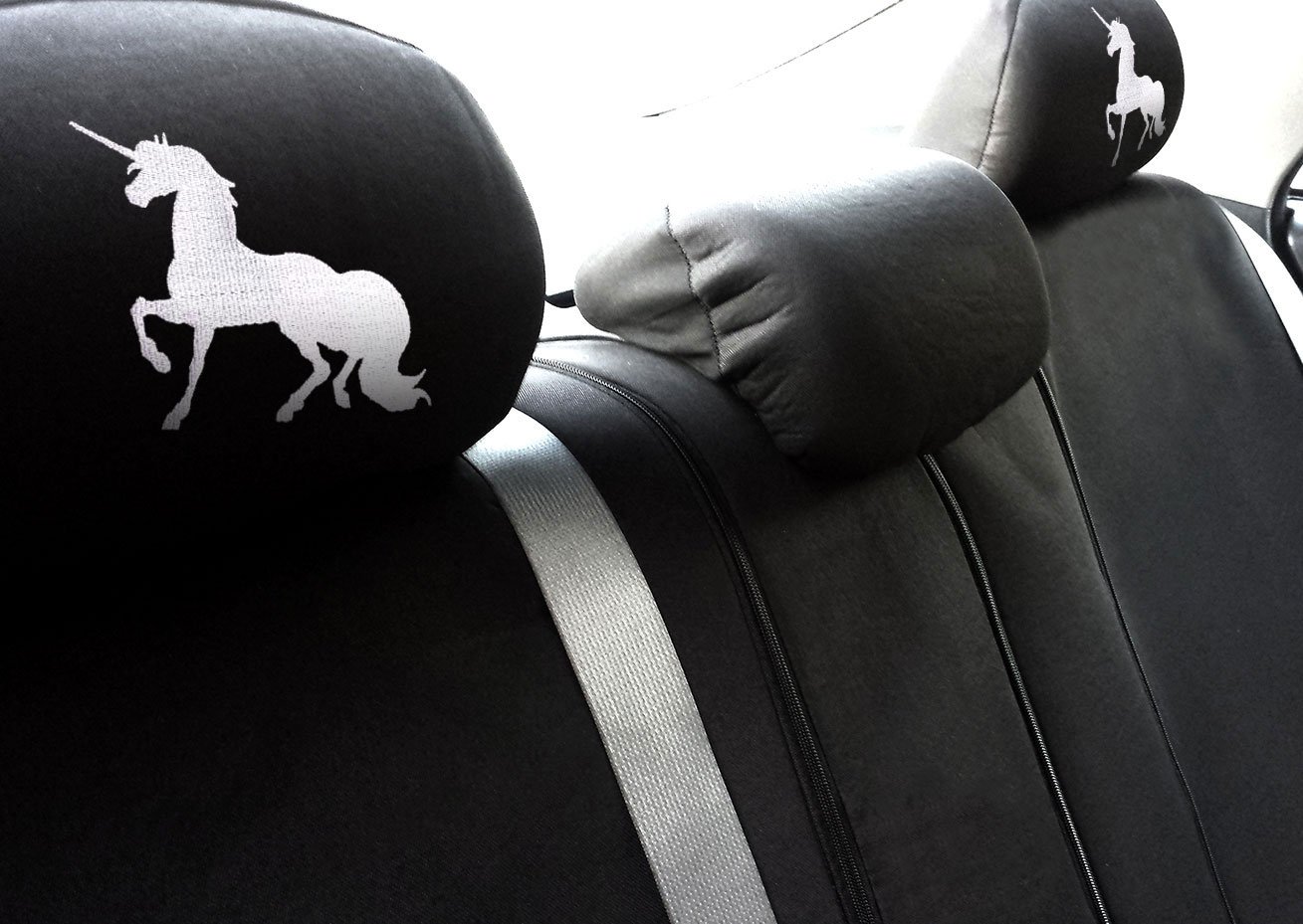 Universal Interchangeable Car Seat Headrest Covers - Soft & Breathable 2-Pack for Cars, Vans, Trucks (Unicorn Design) - Perfect for Kids, Travel & Long Drives