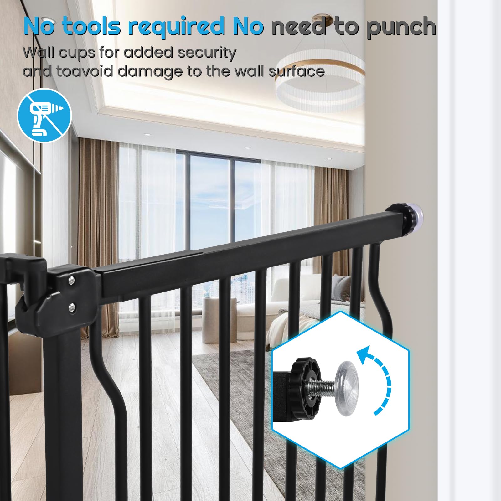 Owlie Extra Wide Baby Gate 75-85 Inch - No Drill Pressure Mount Safety Gate for Stairs, Doorways - Adjustable Indoor Pet Gate (30.5