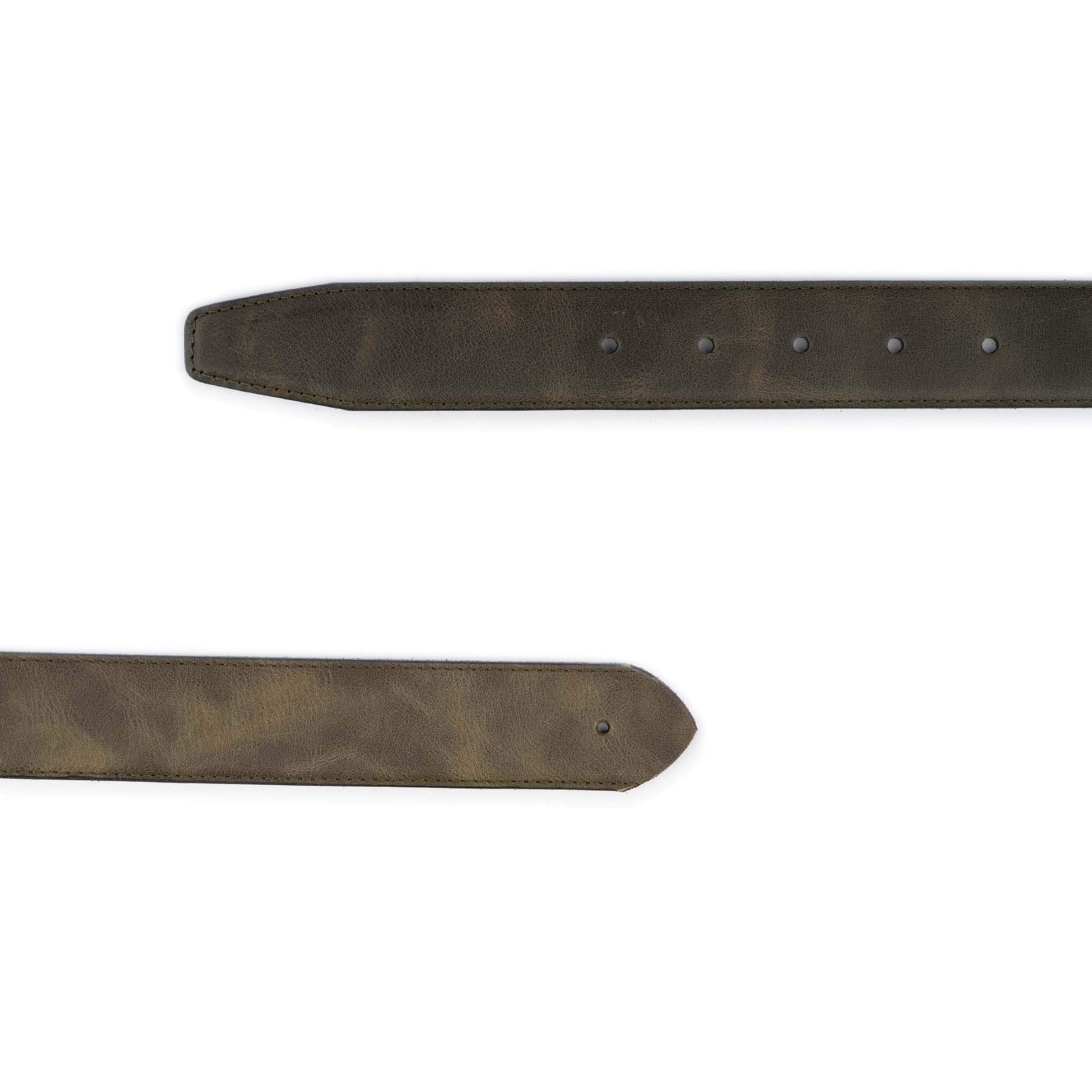 Olive Green Smooth Leather Belt Strap for Custom Dunhill Buckles - Perfect for Business Casual & Formal Outfits