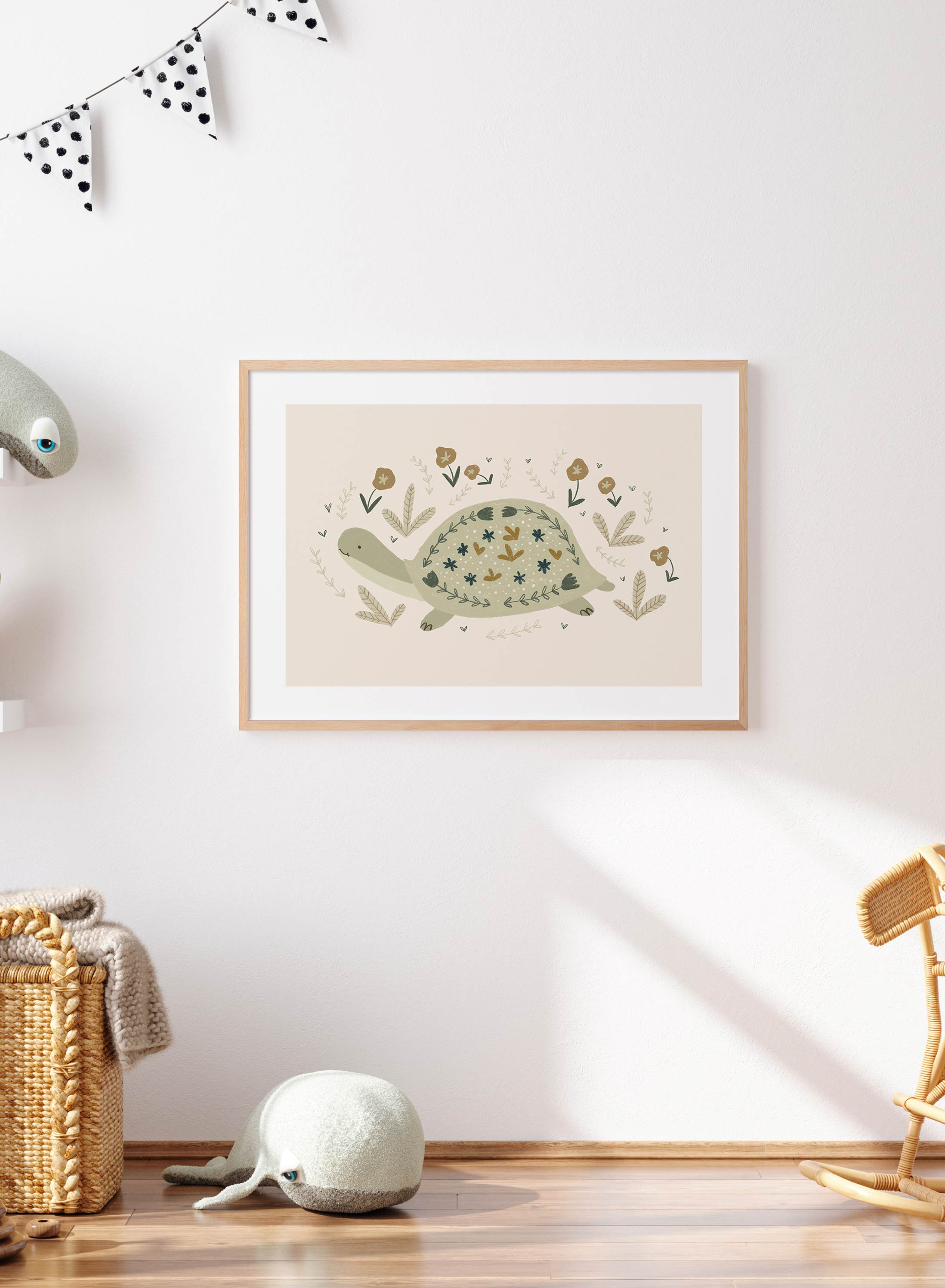 Happy Turtle Wall Art Poster - Vibrant Sea Turtle Decor for Kids Room, Nursery, or Beach Themed Home Decor - Perfect for Bedroom, Living Room, or Office