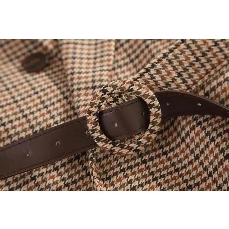 Vintage Houndstooth Plaid Blazer for Women | Classic Checkered Jacket | Office Wear, Business Attire & Formal Occasions