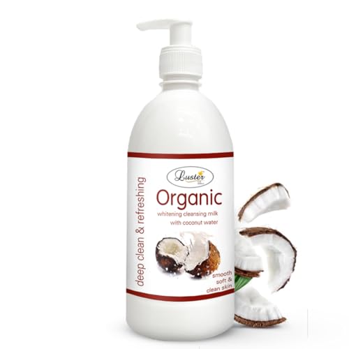 Organic Whitening Coconut Cleansing Milk with Coconut Water - Deep Clean & Refreshing Natural Facial Cleanser for Women - Paraben & Sulfate Free - 500ml | Perfect for Daily Skincare Routine & Gentle Makeup Removal