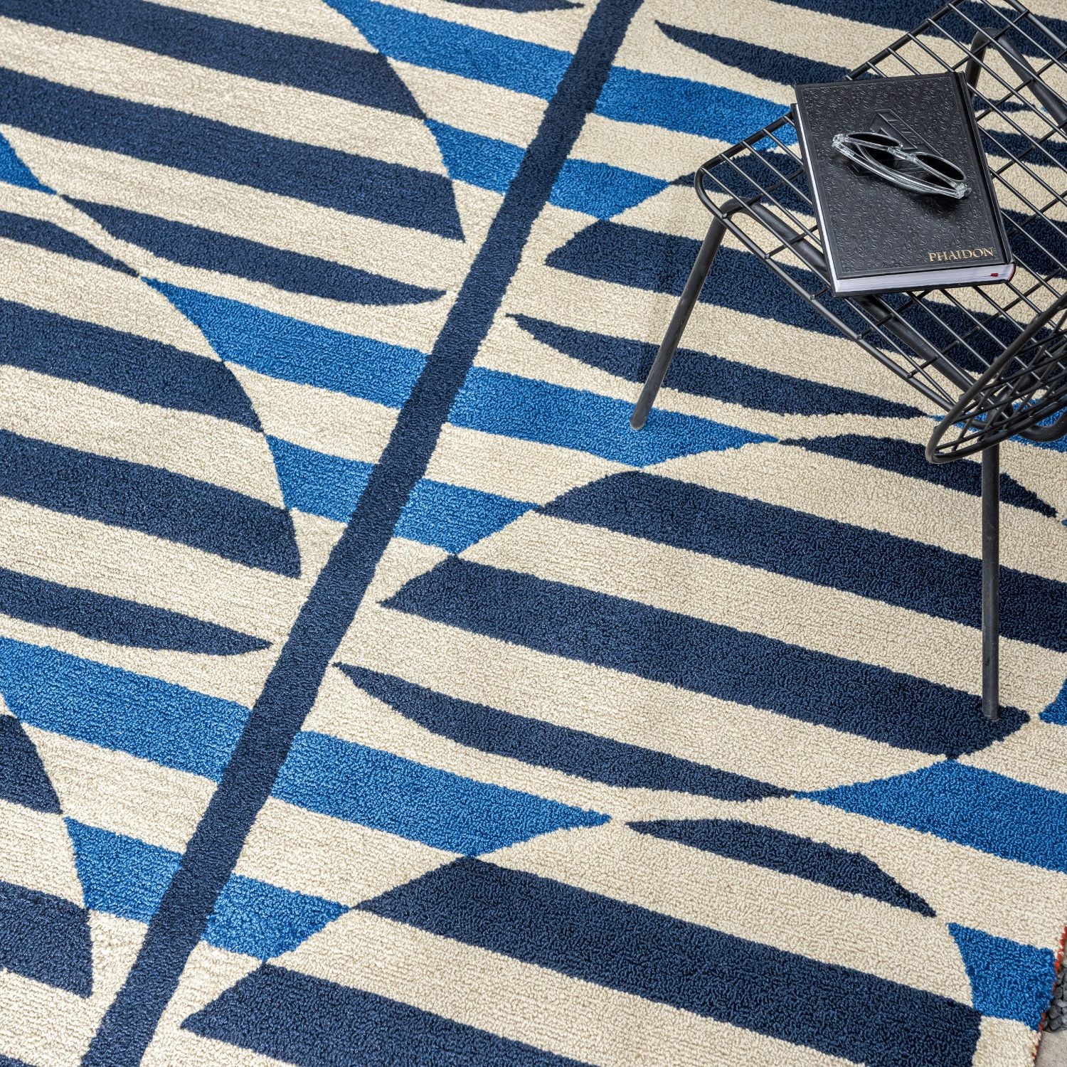 Striped Stem Outdoor Rug in Azure - Perfect for Patio, Deck, and Garden Decor - Waterproof & Durable for All Seasons
