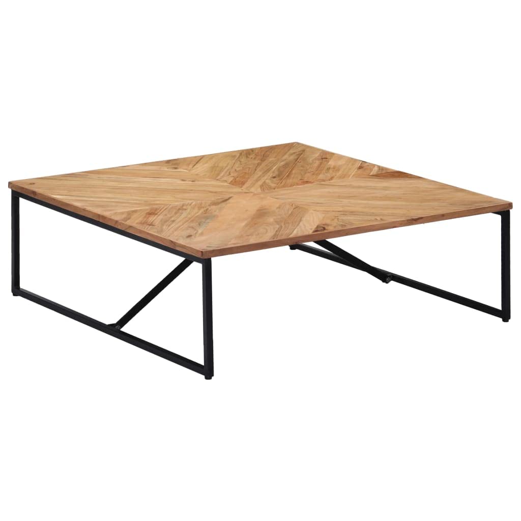 43.3 Inch Square Coffee Table - Acacia Wood Tabletop & Sturdy Metal Frame - Industrial Style Cocktail Table for Living Room, Bedroom or Office - Brown - Perfect for Entertaining, Relaxing and Home Decor