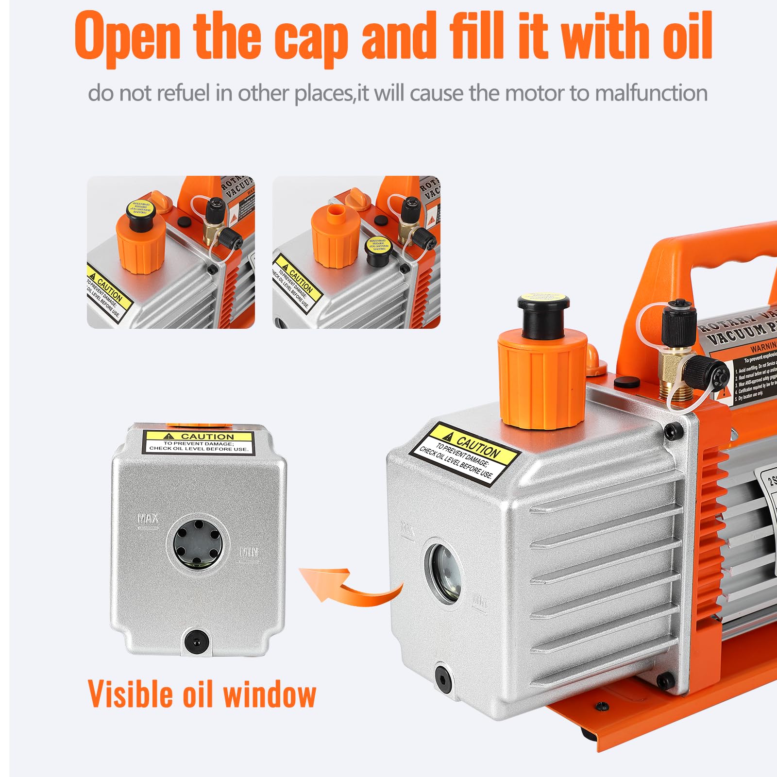 Garvee 5CFM 1/2HP Dual-Stage Rotary Vane Vacuum Pump with Oil Bottle - HVAC Tool for R12 R22 R134a R410a Refrigerants - Ideal for AC Repair, Refrigeration Maintenance, Resin Degassing & Vacuum Packaging
