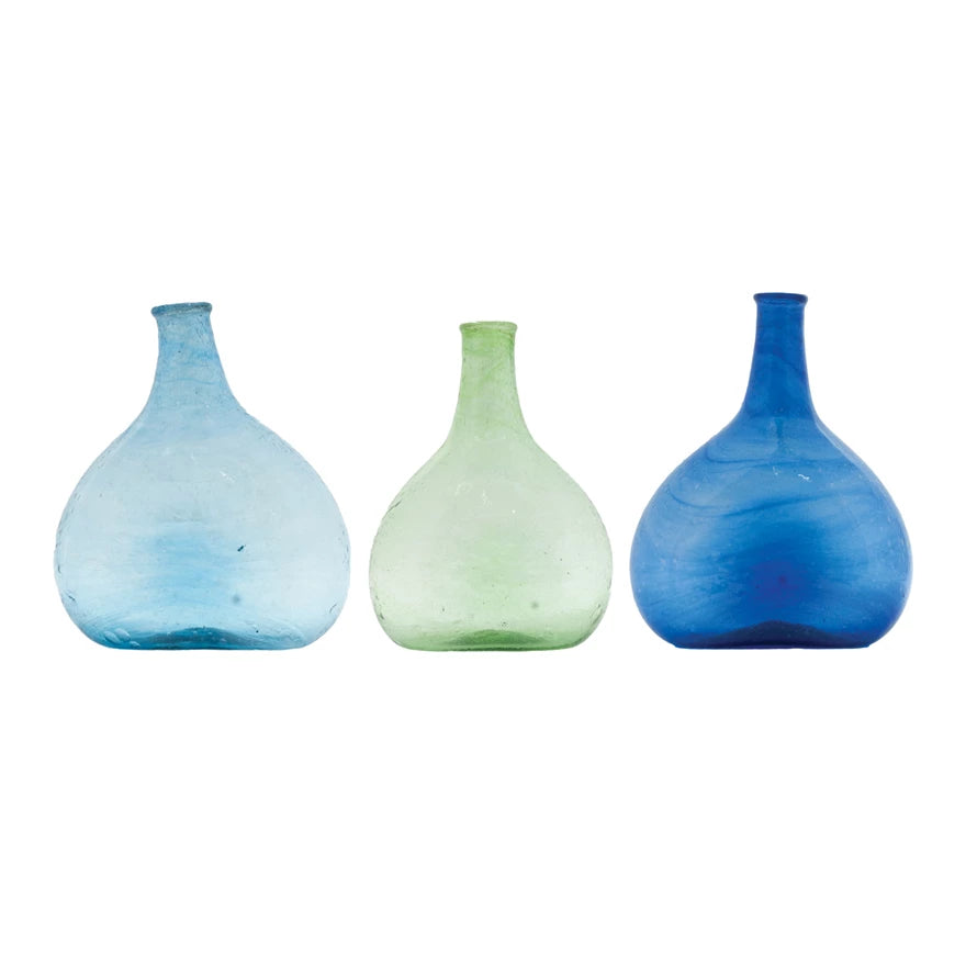 Blue & Green Seed Glass Vases - Handmade Decorative Flower Vases for Wedding Centerpieces, Home Decor, and Gift Giving