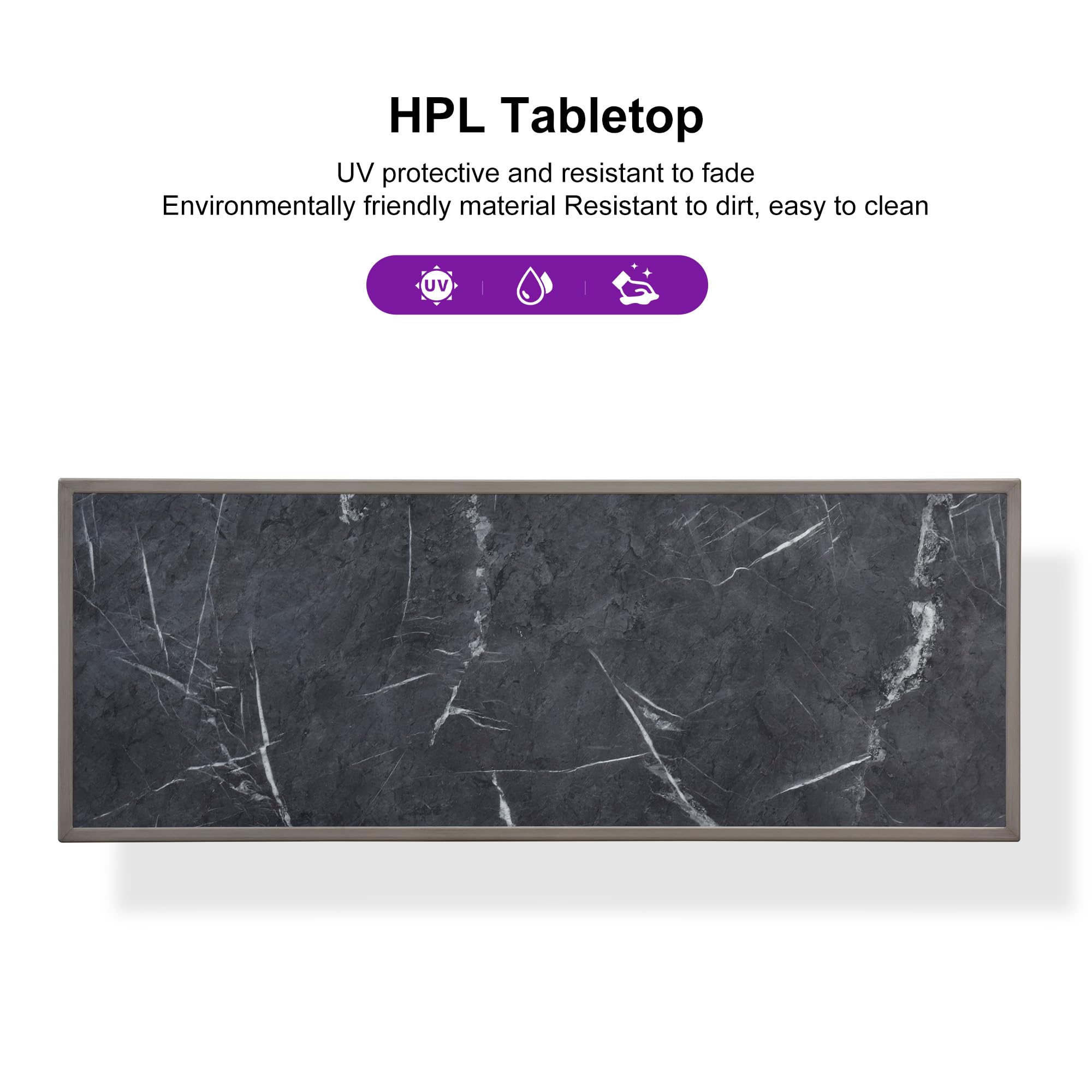 PURPLE LEAF 36 Inch Counter Height Patio Table - Rectangular Outdoor Dining Table for Kitchen, Breakfast, Bistro, Pub & Bar - Light Grey Metal Garden & Balcony Furniture (Perfect for Small Spaces, Outdoor Entertaining & Alfresco Dining)