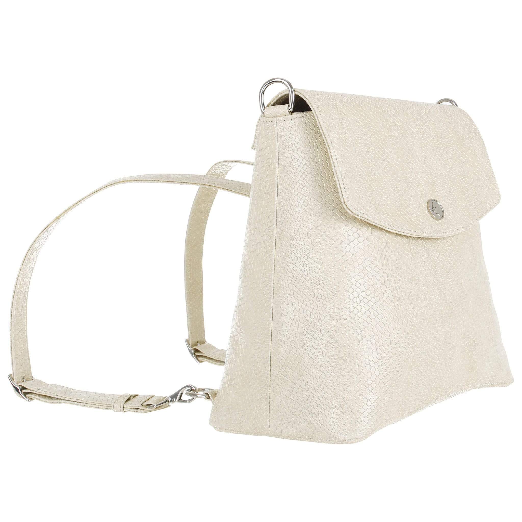 Gemma Vegan Leather Backpack for Women - Stylish Cream Faux Leather Laptop Backpack with USB Charging Port | Perfect for Work, Travel & College Campus
