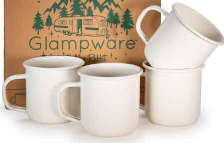 Premium Glampware Solid Cream 12 oz Coffee Mugs, Set of 4 - Durable Ceramic Cups for Hot & Cold Beverages, Perfect for Home, Office, Camping and Outdoor Use