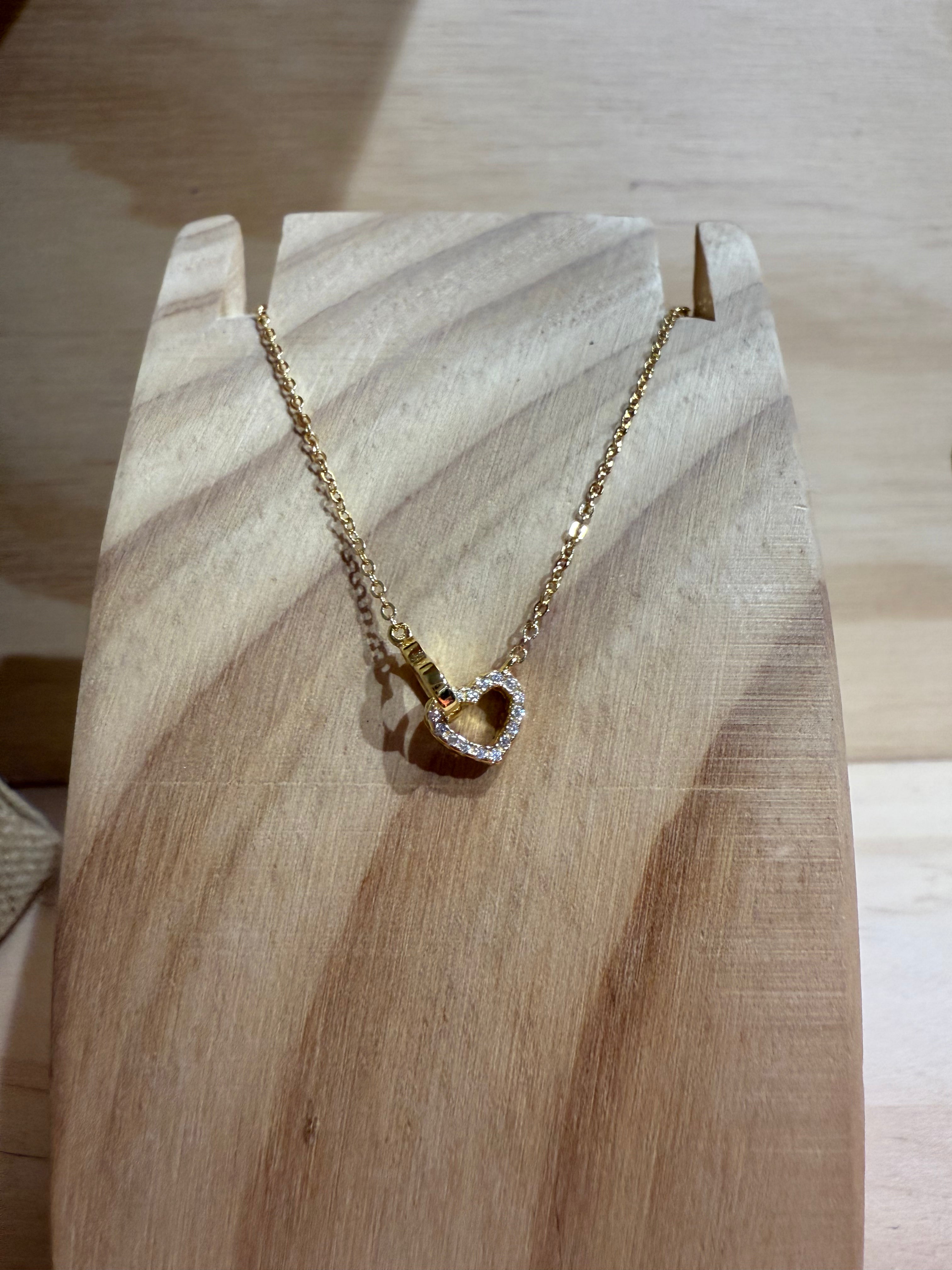 Interlocking Love Heart Crystal Necklace - 14K Gold Plated Romantic Jewelry Gift for Women, Perfect for Anniversaries, Valentine's Day & Special Occasions