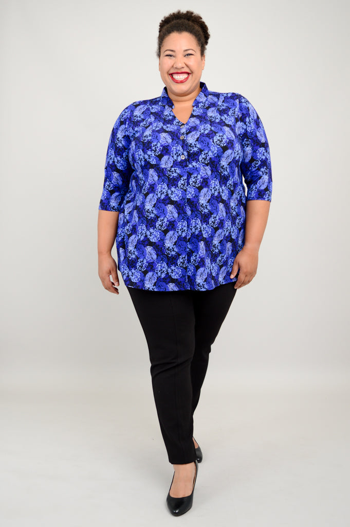 Edwina Women's Bamboo Top with Ice Foliage Print - Breathable Summer Blouse for Casual Wear, Office & Outdoor Activities