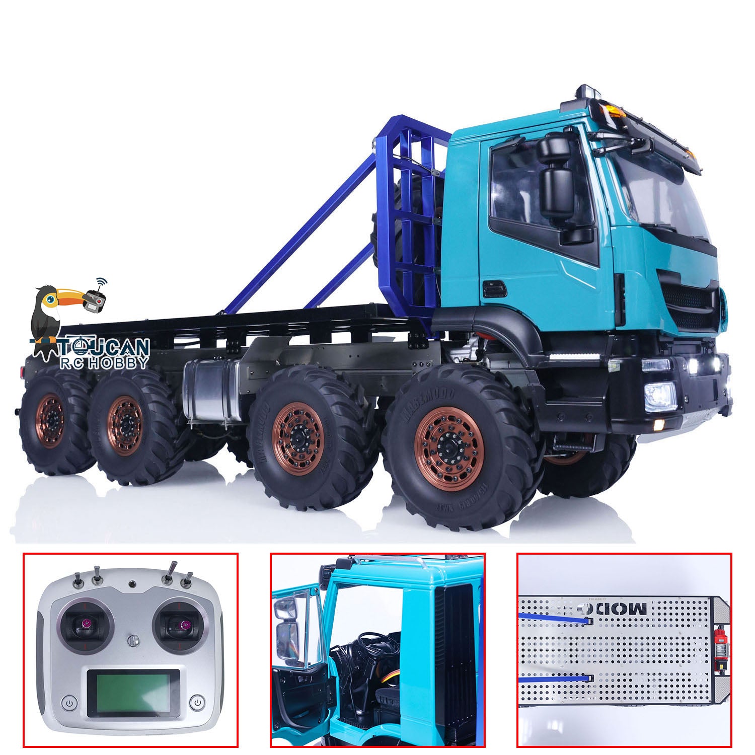 1/14 Scale 8x8 RC Rock Crawler Truck - Remote Control Climbing Vehicle with DIY Model Kit, LED Lights, Sound System & Servo ESC - Perfect for Off-Road Adventures and Rock Crawling Competitions