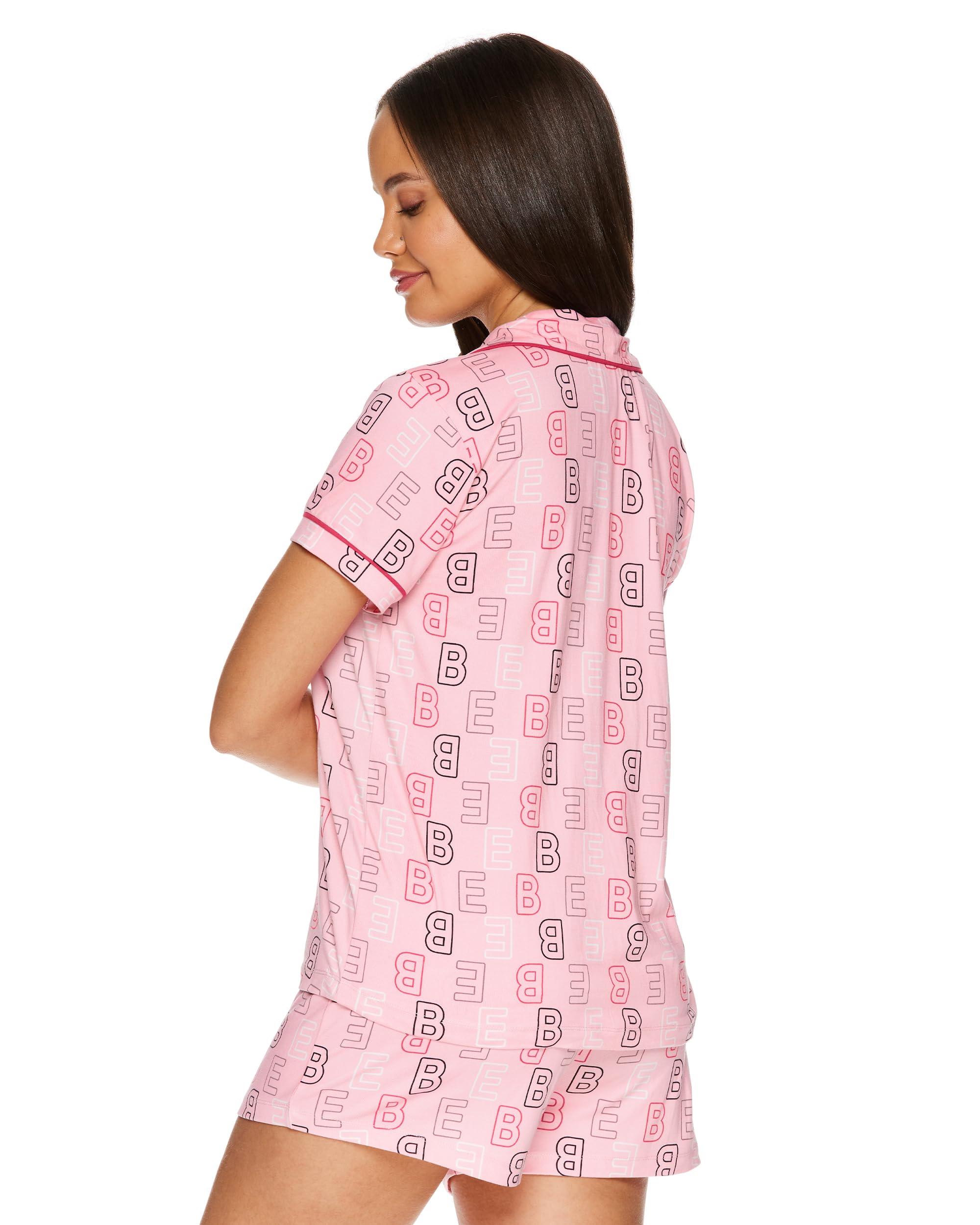 Women's Cute Short Sleeve Button-Up Pajama Set - Soft Cotton Sleepwear & Lounge Shorts for Comfortable Nightwear, Loungewear, and Relaxation at Home