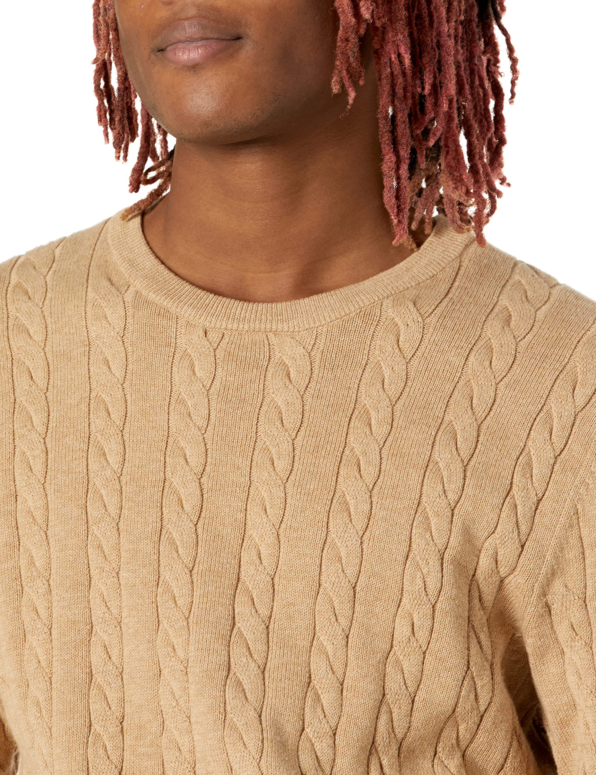 Amazon Essentials Men's Crewneck Cable Knit Cotton Sweater - Soft & Comfortable Winter Pullover for Casual Wear & Office Outfits