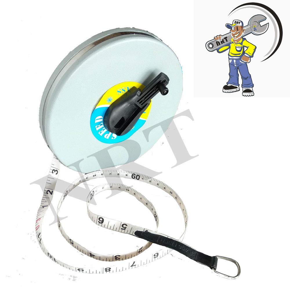 NRT Fiberglass Measuring Tape 30M - Durable Plastic & Fiberglass Construction, Grey & Black - Perfect for Construction, DIY Projects, and Outdoor Use