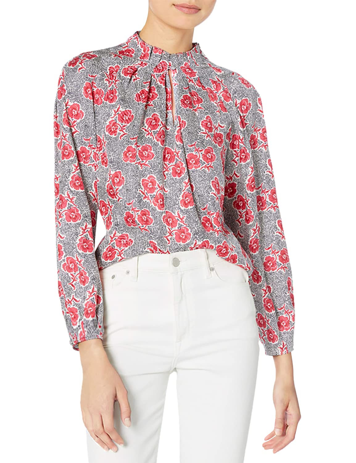 Rebecca Taylor Women's Long Sleeve Silk Blouse with Floral Print - Elegant Office Wear & Special Occasion Outfit