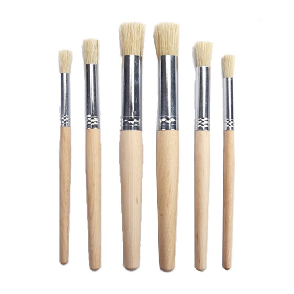 6-Piece Watercolor Painting Stencil Brush Set with Wooden Handle - Assorted Sizes for Kids & Students - Perfect for Art Classes, DIY Projects & Creative Painting Activities