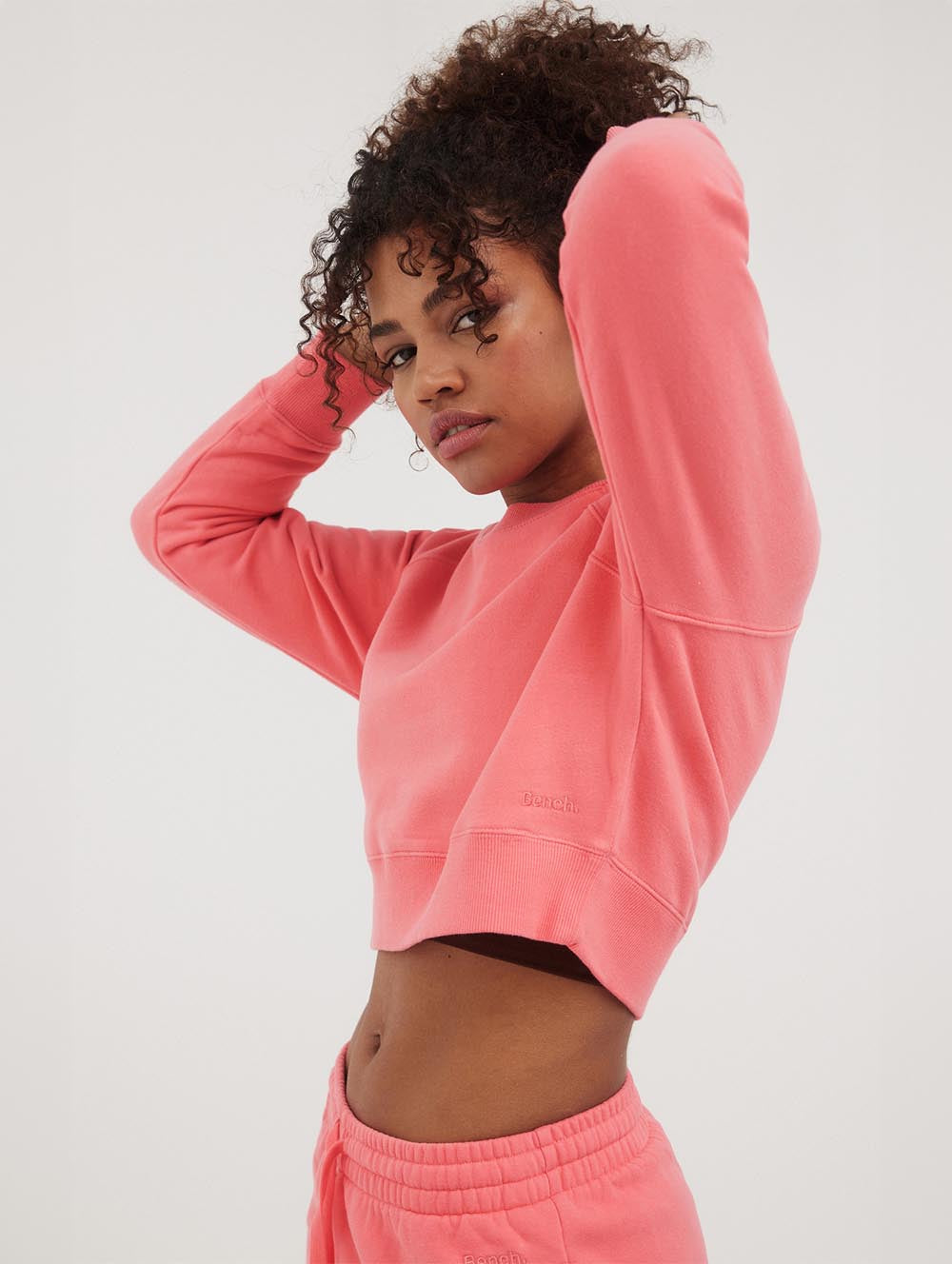 Women's Eco-Friendly Fleece Cropped Crewneck Sweatshirt with Crown Design - Cozy Casual Wear for Fall & Winter, Perfect for Lounge, Workout, and Street Style