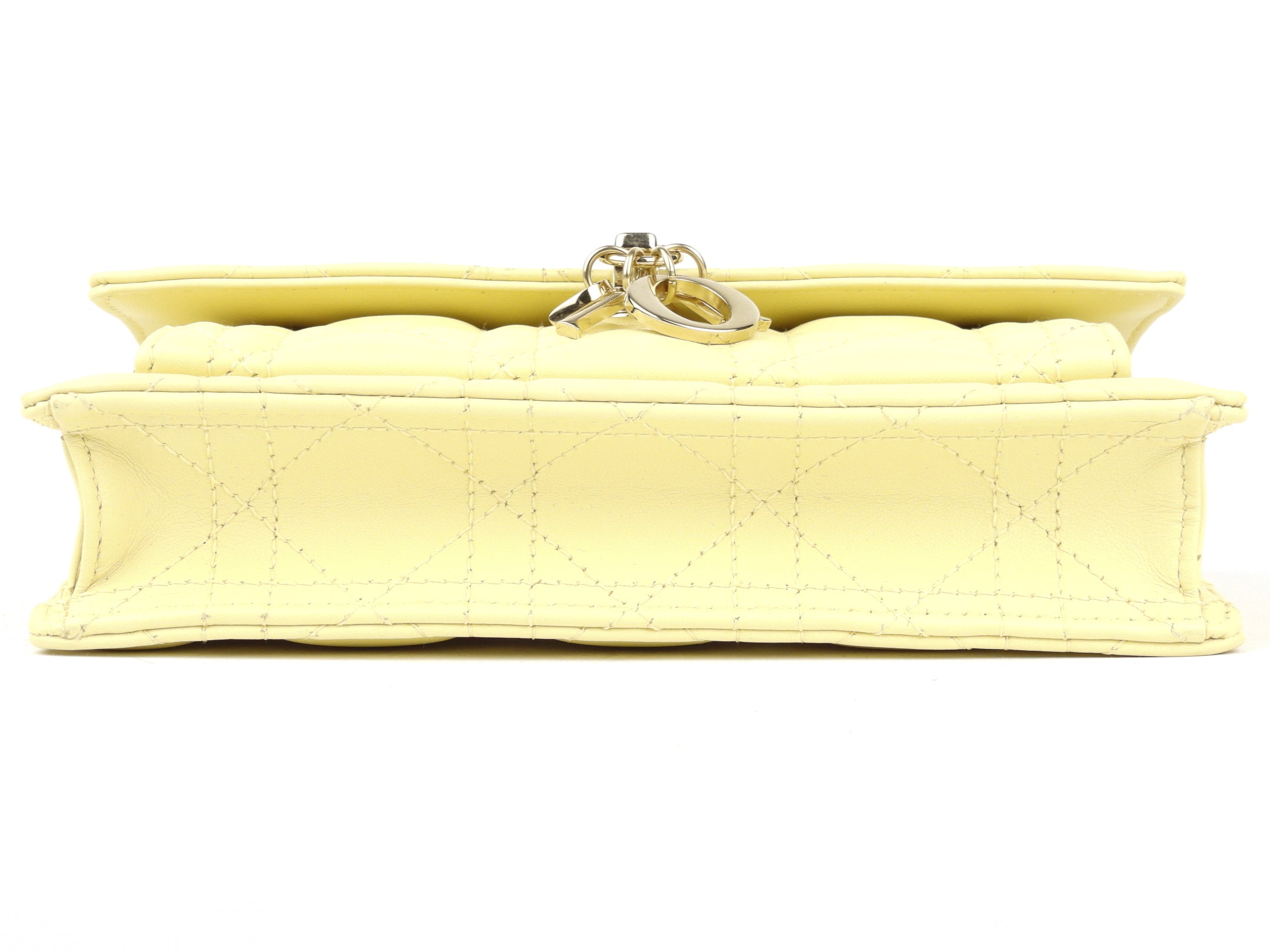 Christian Dior Pale Yellow Cannage Quilted Lambskin Leather Miss Dior Chain Pouch Crossbody Bag - Luxury Designer Handbag for Women, Perfect for Parties, Dates & Special Occasions