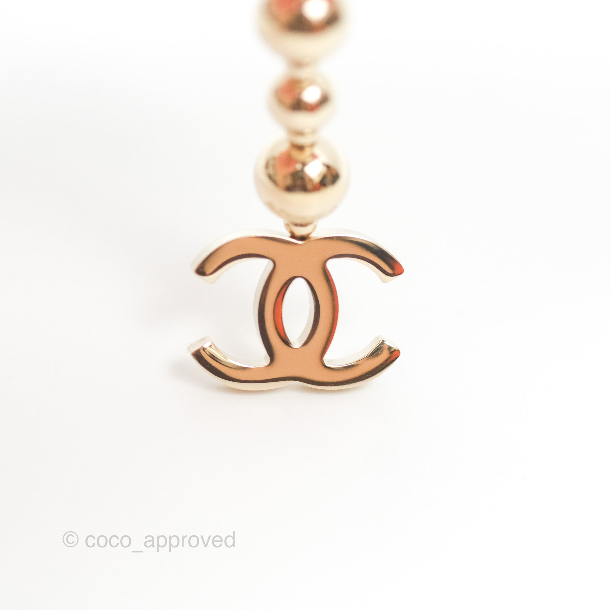 Chanel CC Bead Long Drop Earrings - Gold Tone 21S Collection | Luxury Fashion Jewelry for Women | Perfect for Parties, Weddings & Special Occasions