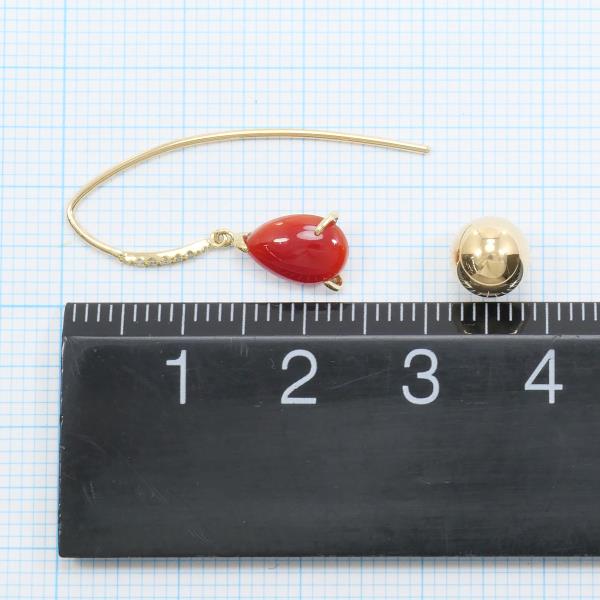 18K Yellow Gold Coral Diamond Stud Earrings for Women - Elegant Single Earring Jewelry Gift for Birthday, Anniversary & Special Occasions