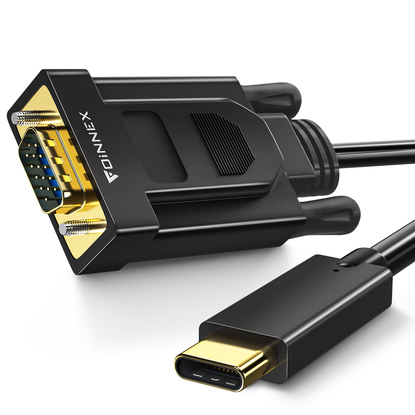 FOINNEX 10FT USB-C to VGA Cable - Thunderbolt 3/4 Compatible Adapter for MacBook Pro/Air, Dell XPS, HP, Lenovo - Connect Laptop to Monitor/Projector for Work Presentations & Home Theater