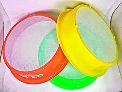 Premium Plastic Flour Strainer - Fine Mesh Aata Chalni for Baking & Cooking | Small Atta Sieve Set of 3 | Perfect for Sifting Flour, Powdered Sugar & Dry Ingredients