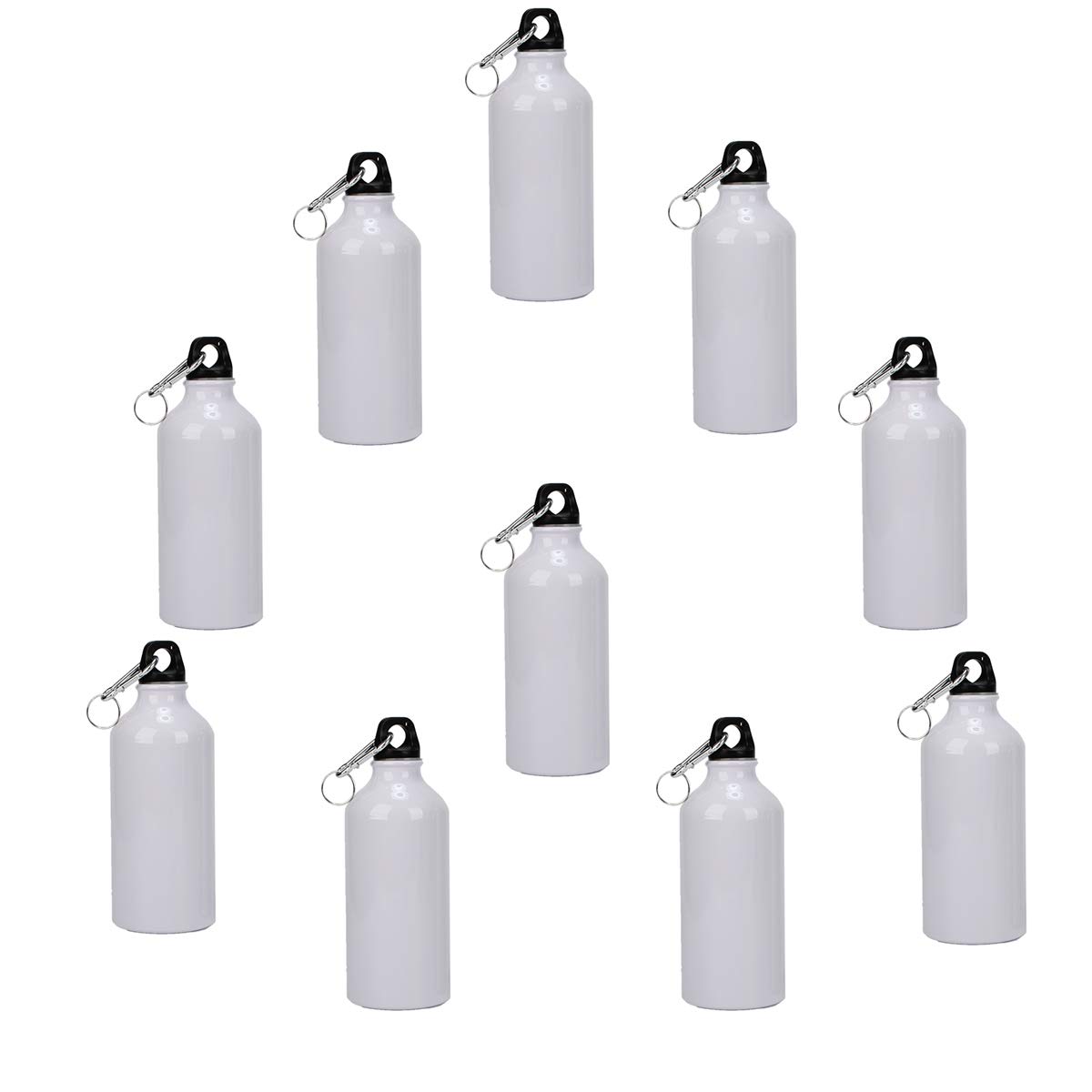 TECHTONGDA 50-Pack 600ml Sublimation Aluminum Water Bottles - Blank Coated Sports Water Bottles with Safety Lock & 2 Rolls Heat Tape - Perfect for Sublimation Heat Press Transfer Printing, Gym, Hiking, Camping & Outdoor Activities