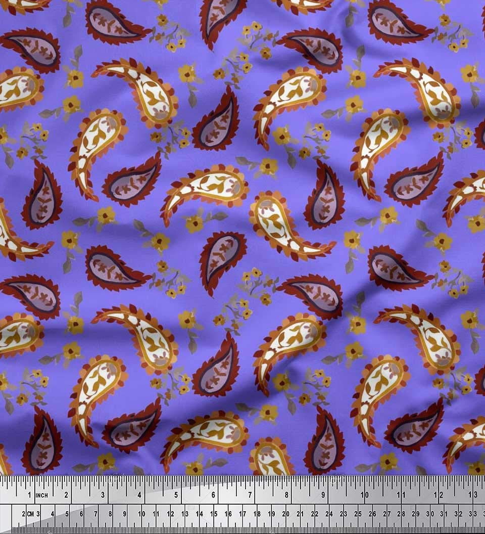 Soimoi Moss Georgette Brown Fabric by The Yard - 42 Inch Wide - Leaves & Floral Paisley Bloom Printed Fabric - Perfect for Dresses, Scarves, Curtains & DIY Crafts