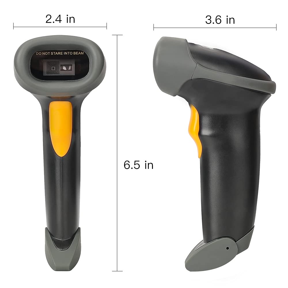 UNIDEEPLY 2.4G Wireless Barcode Scanner with USB Wired Connection - 1D CCD Barcode Reader, 196ft Range, Compatible with PC & POS Systems - Ideal for Retail Stores, Warehouses and Inventory Management (Black)