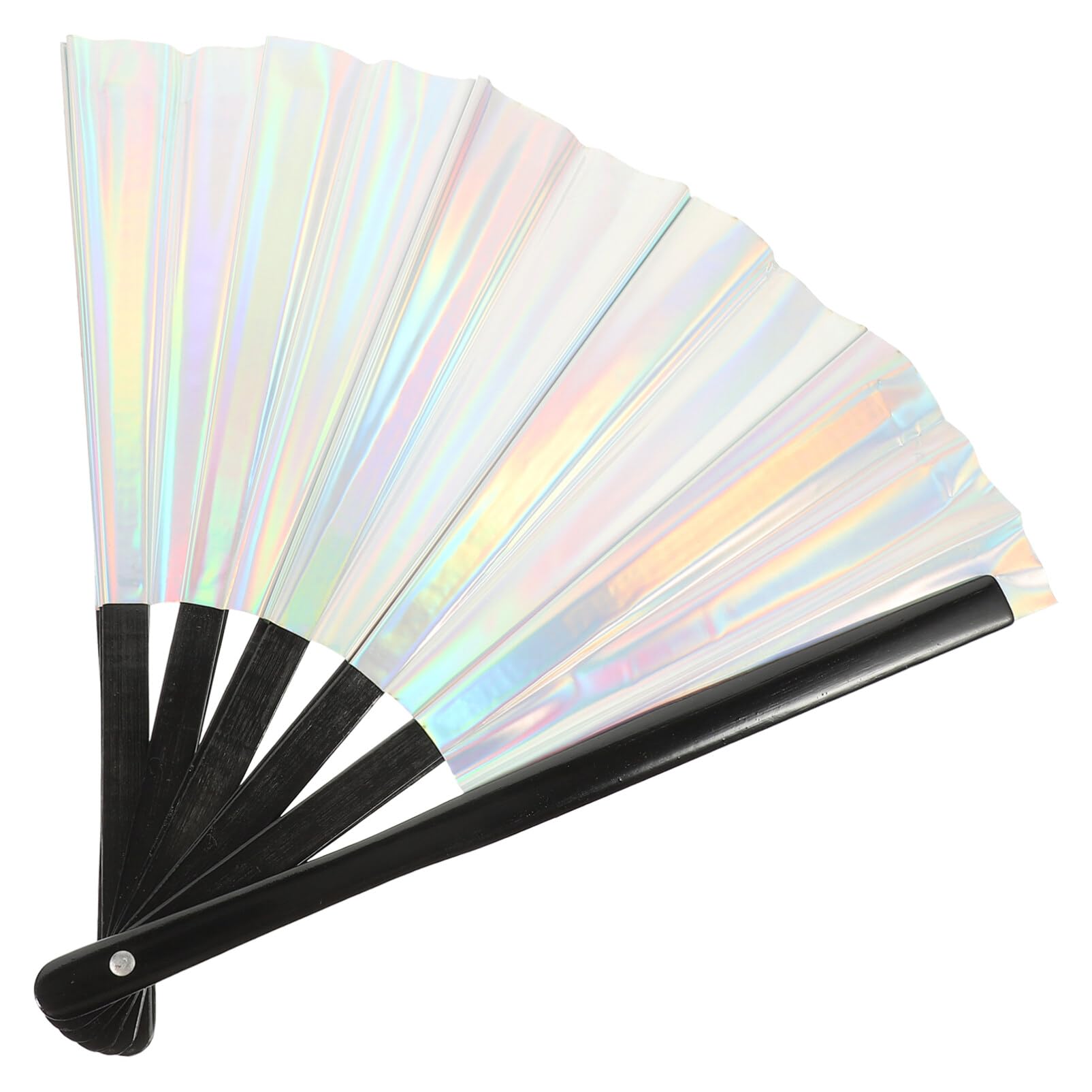 HOMSFOU Large Glow in the Dark Rave Hand Fan - Foldable Clacking Festival Fan with Shining Design for Parties, Nightclubs & Halloween Costume Accessories | Perfect for EDM Concerts, Rave Events and Summer Outdoor Festivals