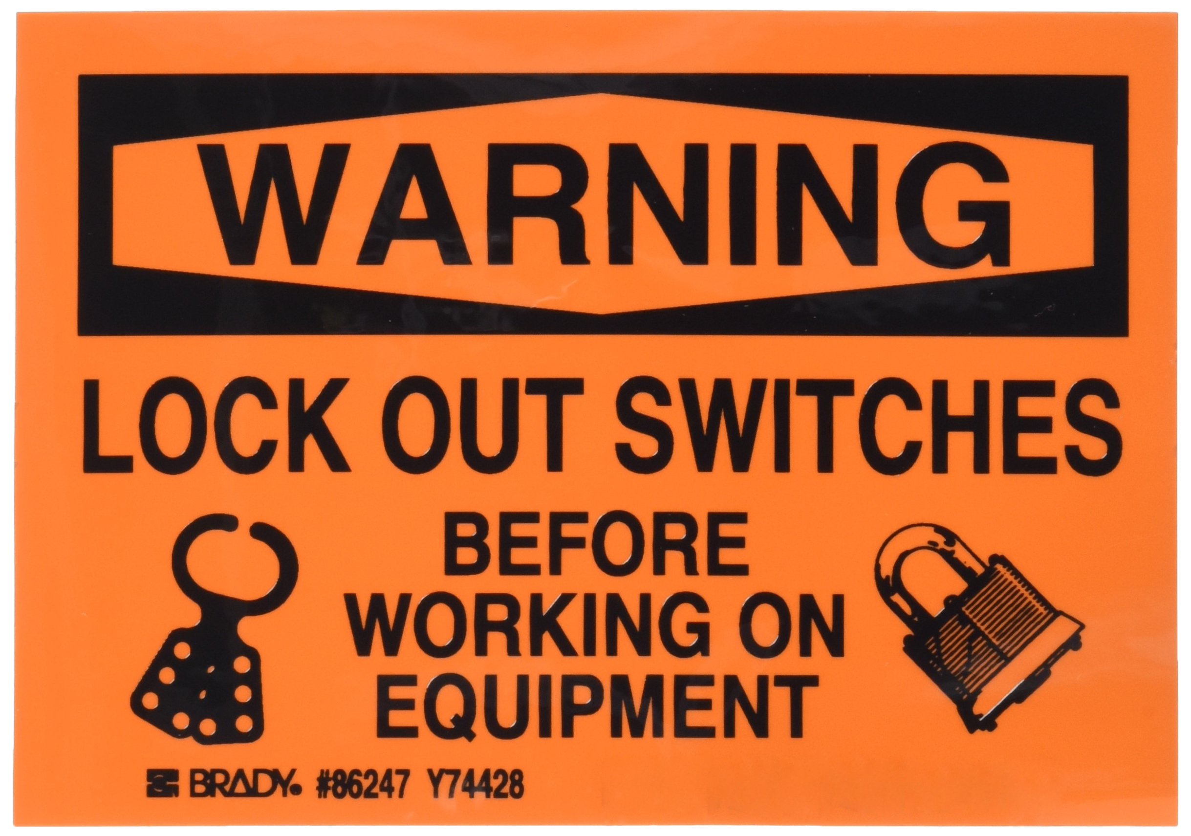 Brady 86247 Black and Orange Equipment Label - Durable Industrial Safety Tags for Machinery, Tools & Workplace Organization