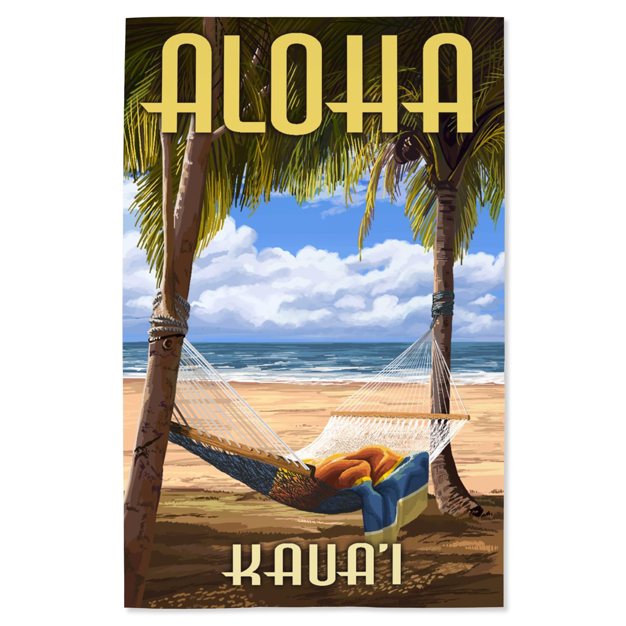 Lantern Press 16x24 Inch Giclee Art Print - Kaua'i Hawaii Tropical Beach Hammock Scene Wall Decor | Perfect for Living Room, Bedroom & Office