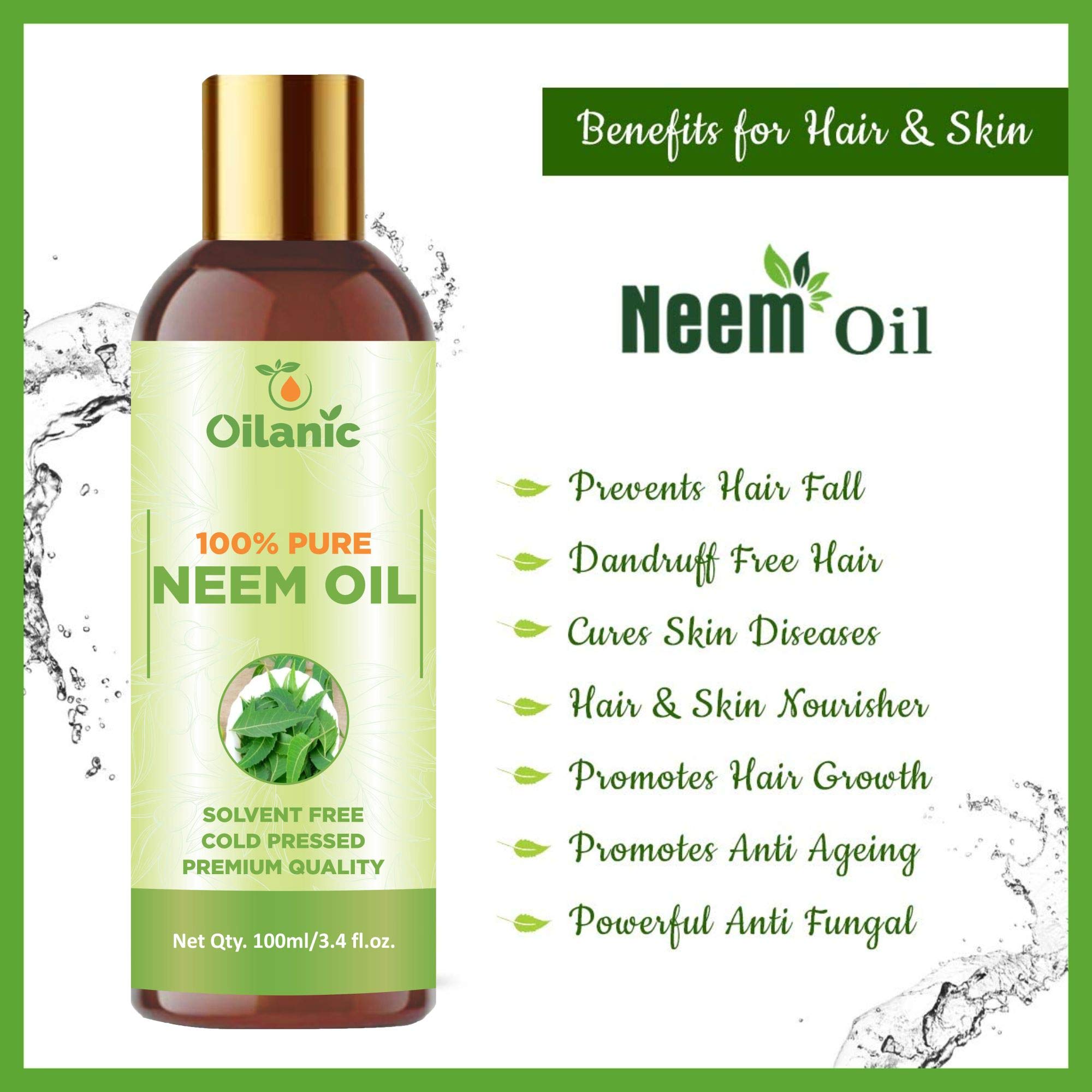 Oilanic 100% Pure Natural Karanj Oil & Neem Oil Combo Pack - 2 Bottles (100ml Each, 200ml Total) for Hair Care, Skin Treatment & Organic Pest Control