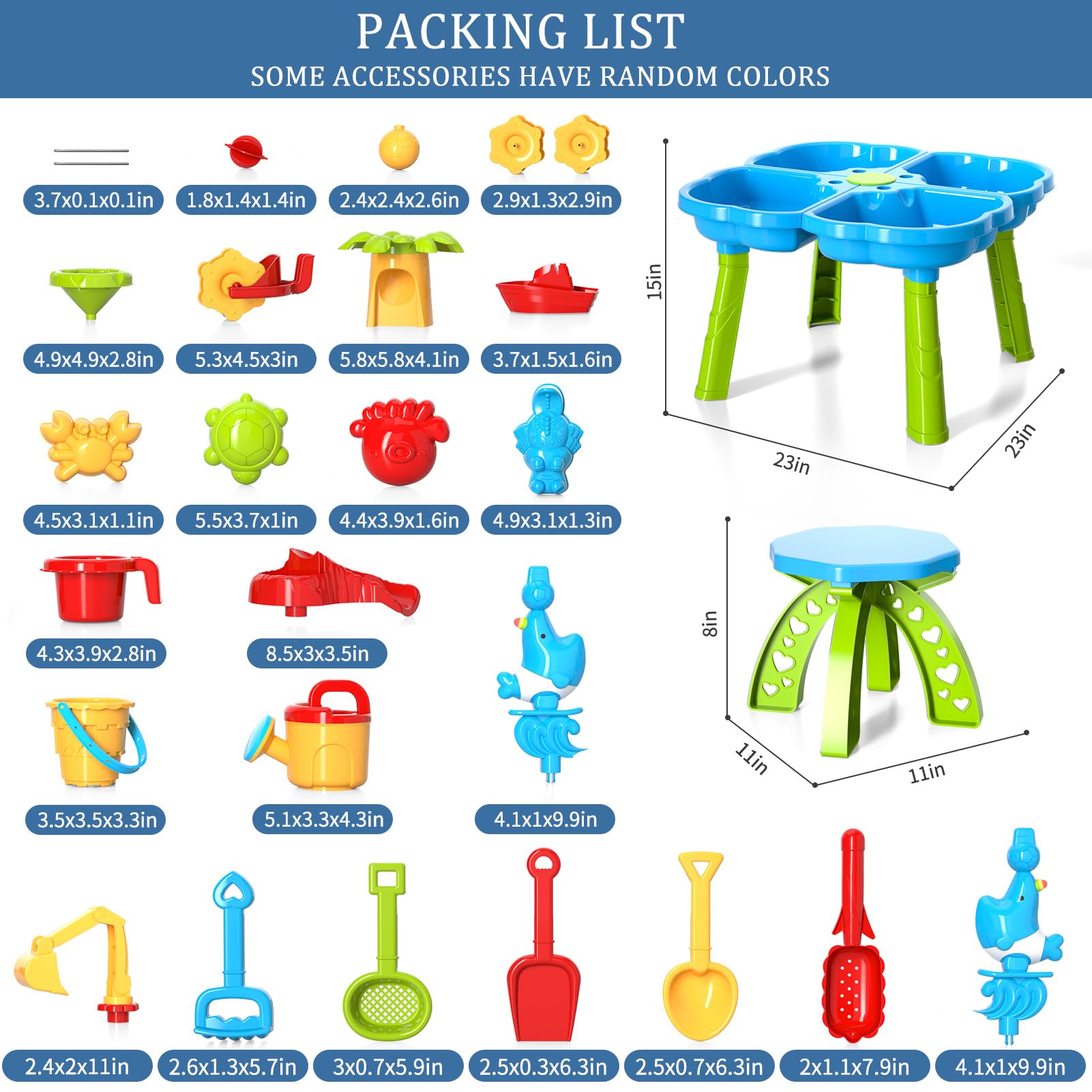 Lucky Doug 4-in-1 Kids Sand and Water Play Table - Outdoor Toddler Activity Center with Beach Toys for Boys & Girls - Perfect for Backyard, Park, and Beach Playtime