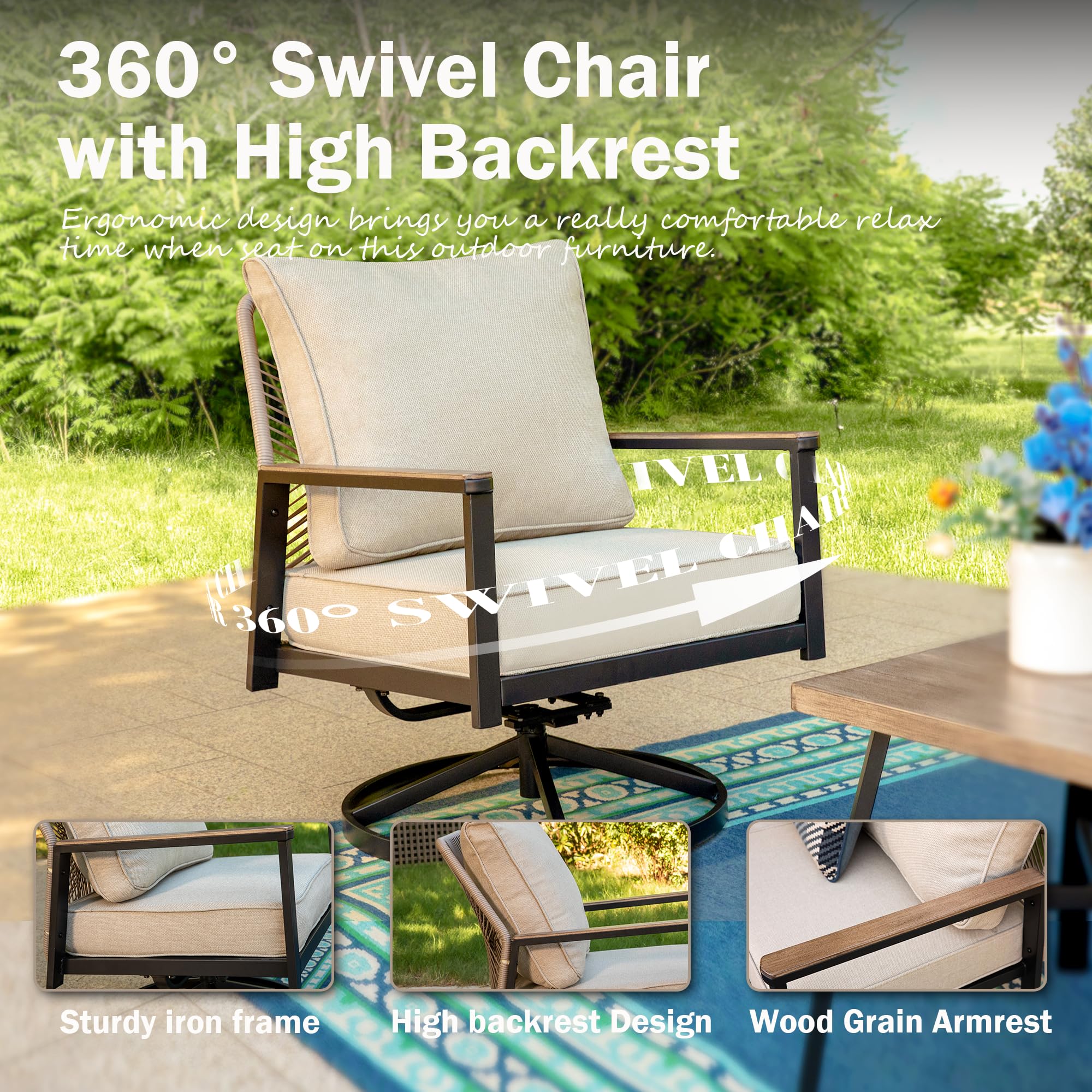 4-Piece All-Weather Wicker Patio Furniture Set with 5.5