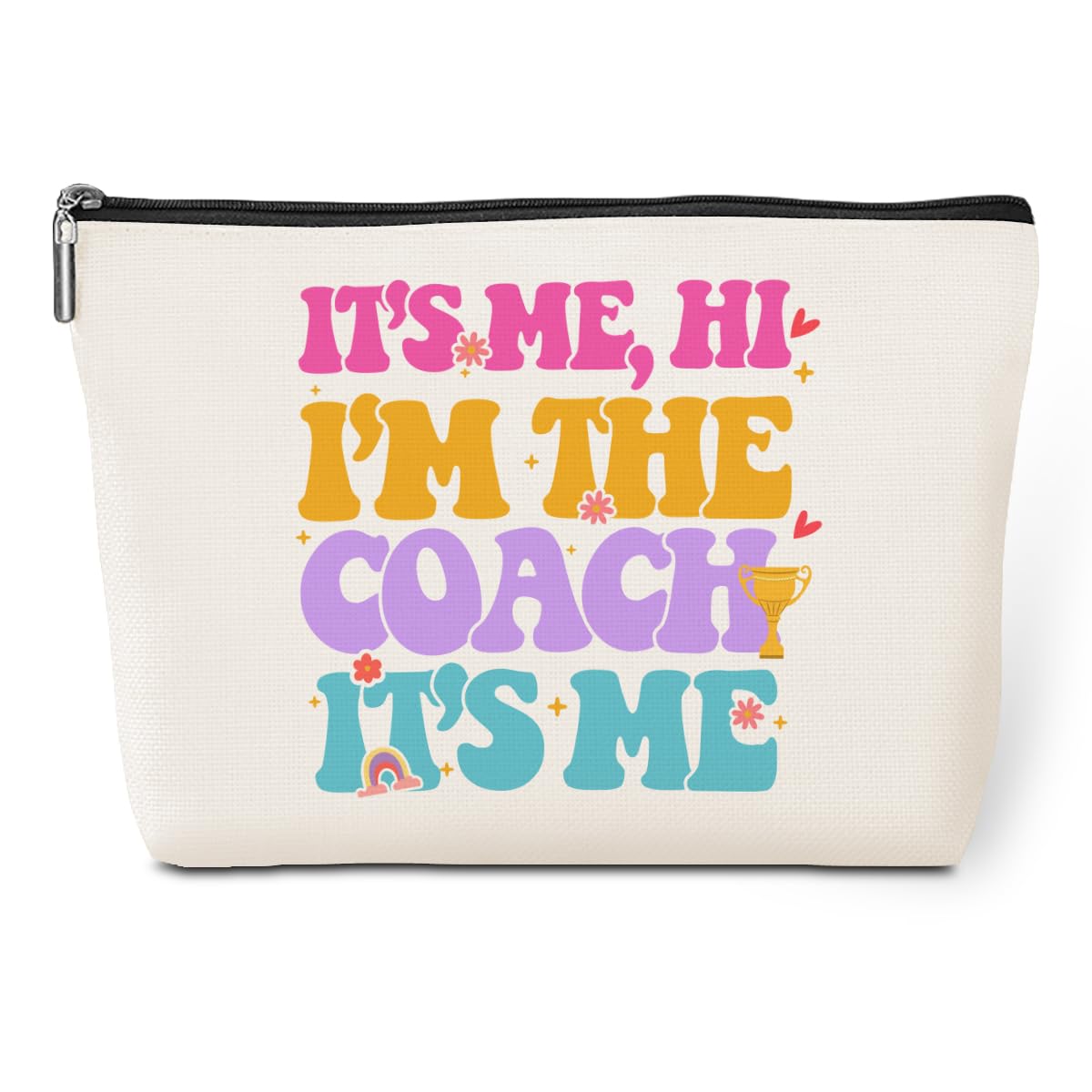 Jeilink Funny 'I'm the Coach' Makeup Bag - Best Appreciation Gift for Basketball, Soccer, Cheer, Gymnastics & Football Coaches - Perfect Thank You Present for Women, Best Friend or Coworker (Birthday, Coach's Day, End of Season) - Great for Travel, Gym & Daily Cosmetics Storage