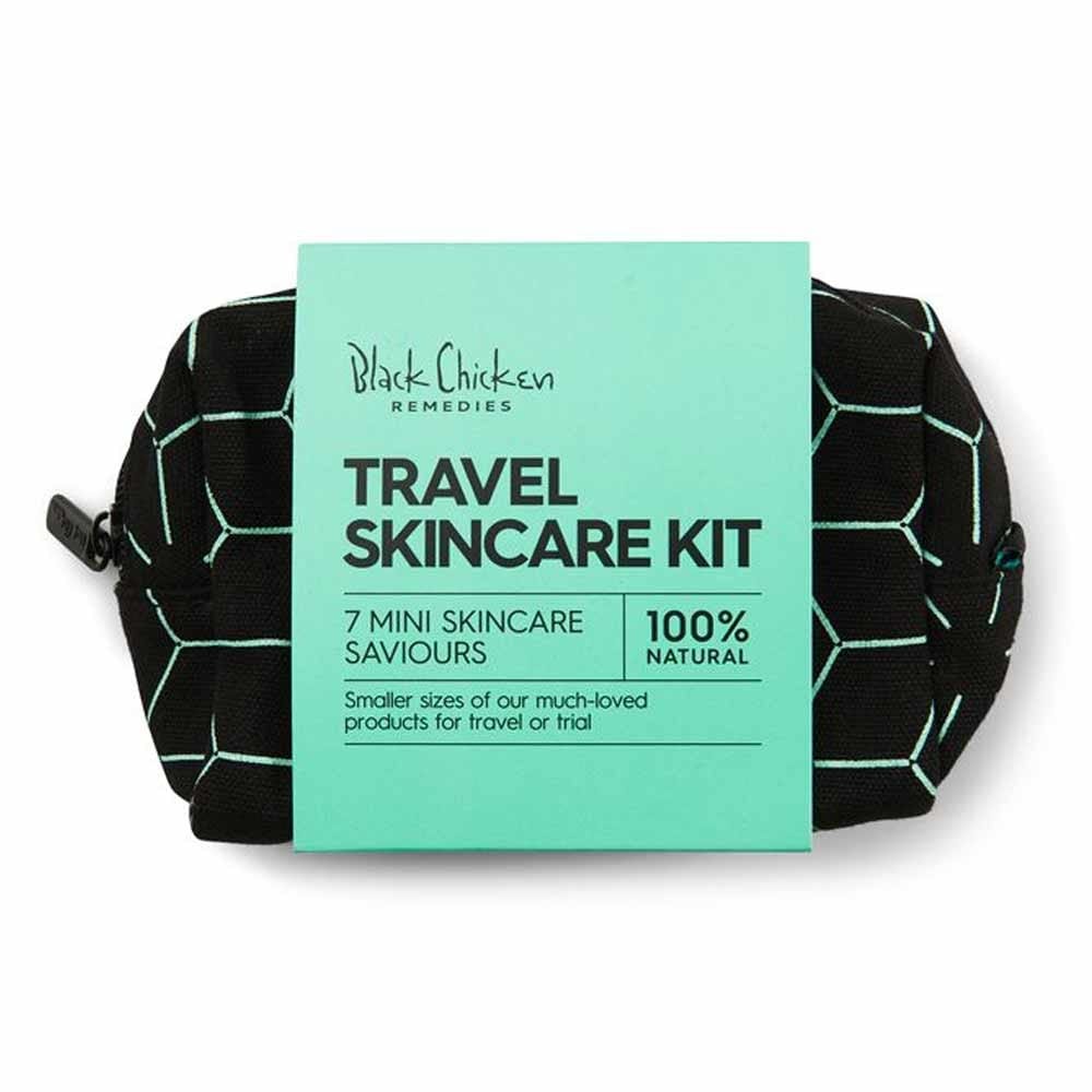 Black Chicken Remedies Travel Skincare Kit - Organic Face Care Essentials for On-The-Go | Perfect for Airplane, Gym & Vacation Skincare Routine