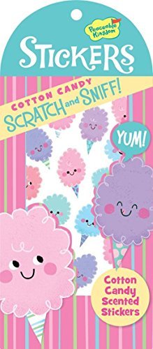 PEACEABLE KINGDOM Scratch and Sniff Cotton Candy Stickers - 24 Fun Scented Stickers for Kids, Party Favors, School Rewards & Scrapbooking