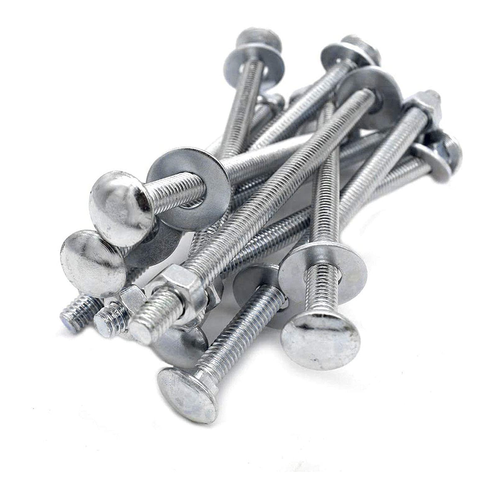 M8-1.25x12mm Zinc-Plated Carriage Bolts - 20 Sets for Furniture & Construction