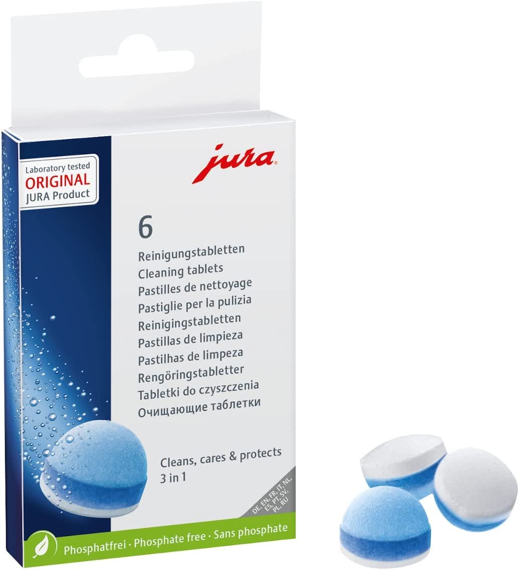 Jura Claris Smart+ Water Filter 3-Phase System with 6 Cleaning Tablets - Value Combo Pack (3 Filters + 6 Tablets) for Coffee Machine Maintenance & Water Purification - Perfect for Home & Office Use