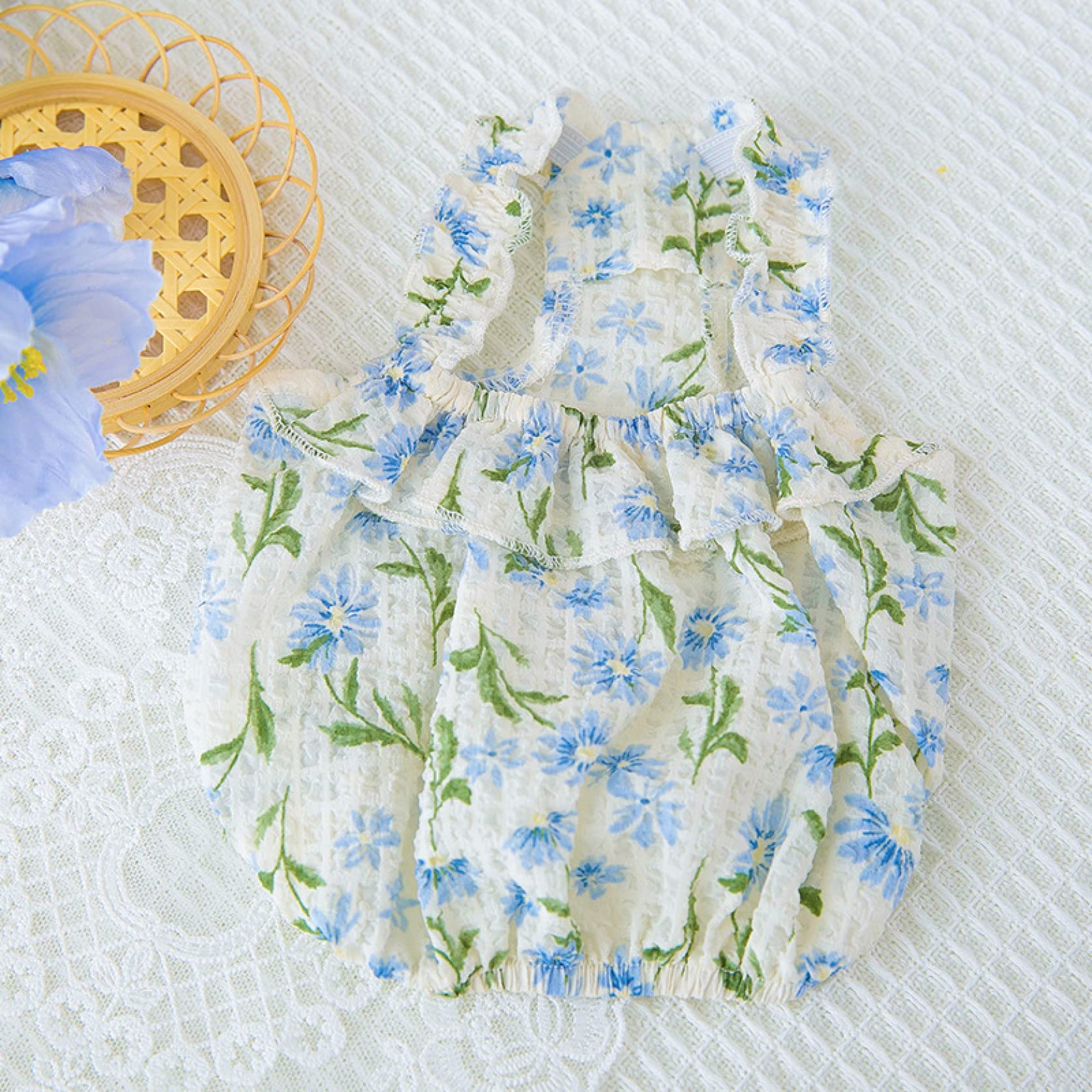 Cute Floral Sling Dress for Small Dogs & Cats - Summer Sleeveless Plaid Puppy Skirt | Thin & Breathable Pet Clothes for Outdoor Walks & Playtime