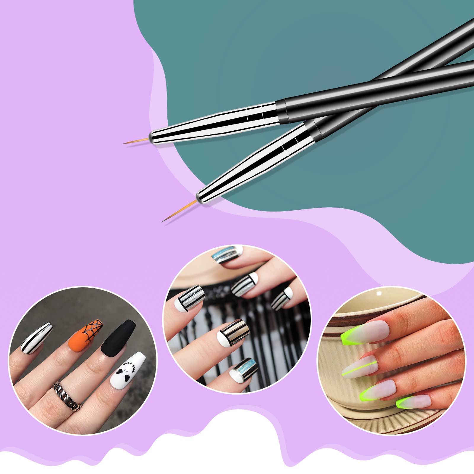 Artdone 6PCS Double-ended Nail Art Dotting Tools Kit - Professional Nail Design Brushes for Gel Polish, Liner & Detail Painting - Perfect for DIY Manicure, Nail Art Salon & Home Use