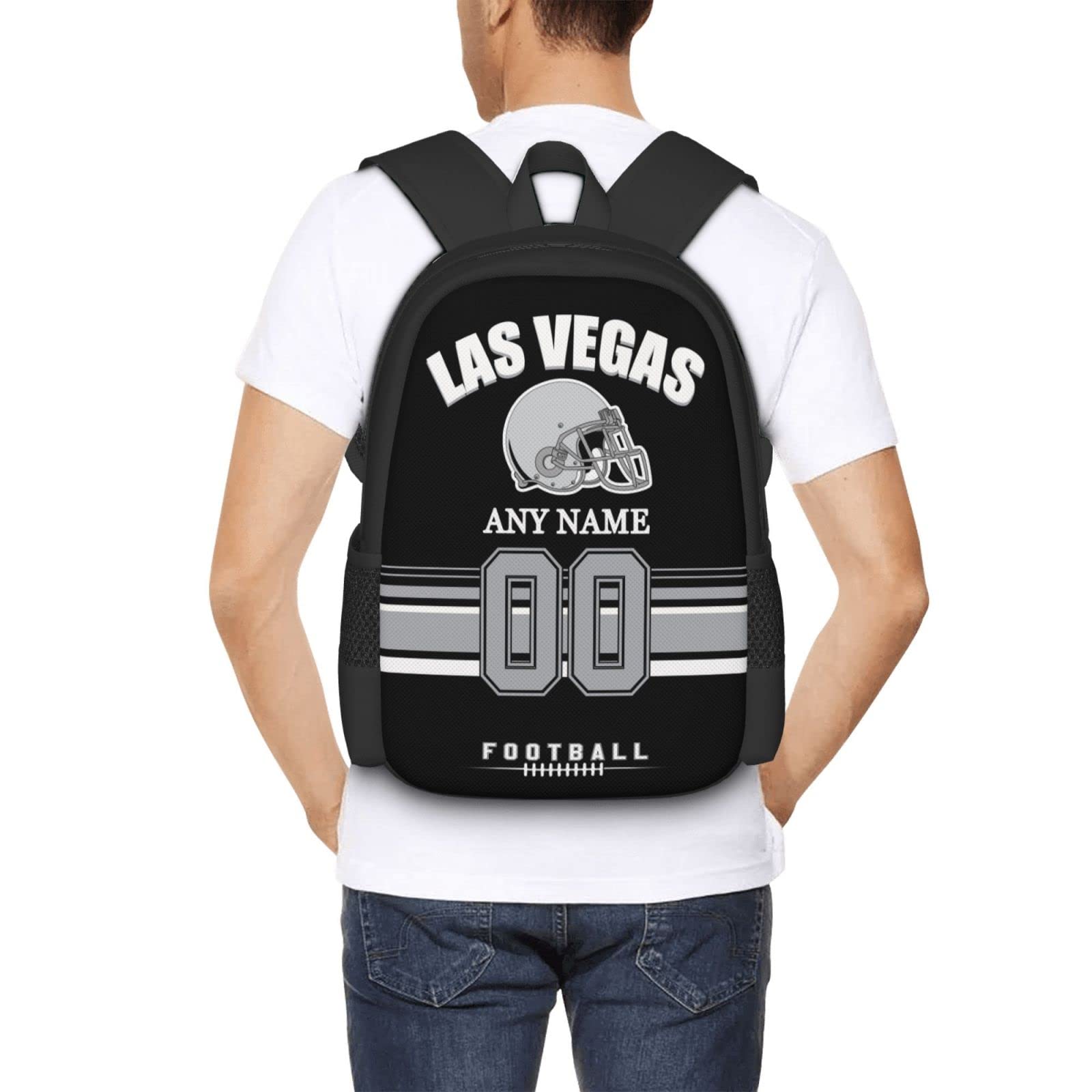 Custom Las Vegas Backpack for Men & Women - Personalized Football Style Backpack with Name & Number - Unique Fan Gift for Game Day, Travel & School