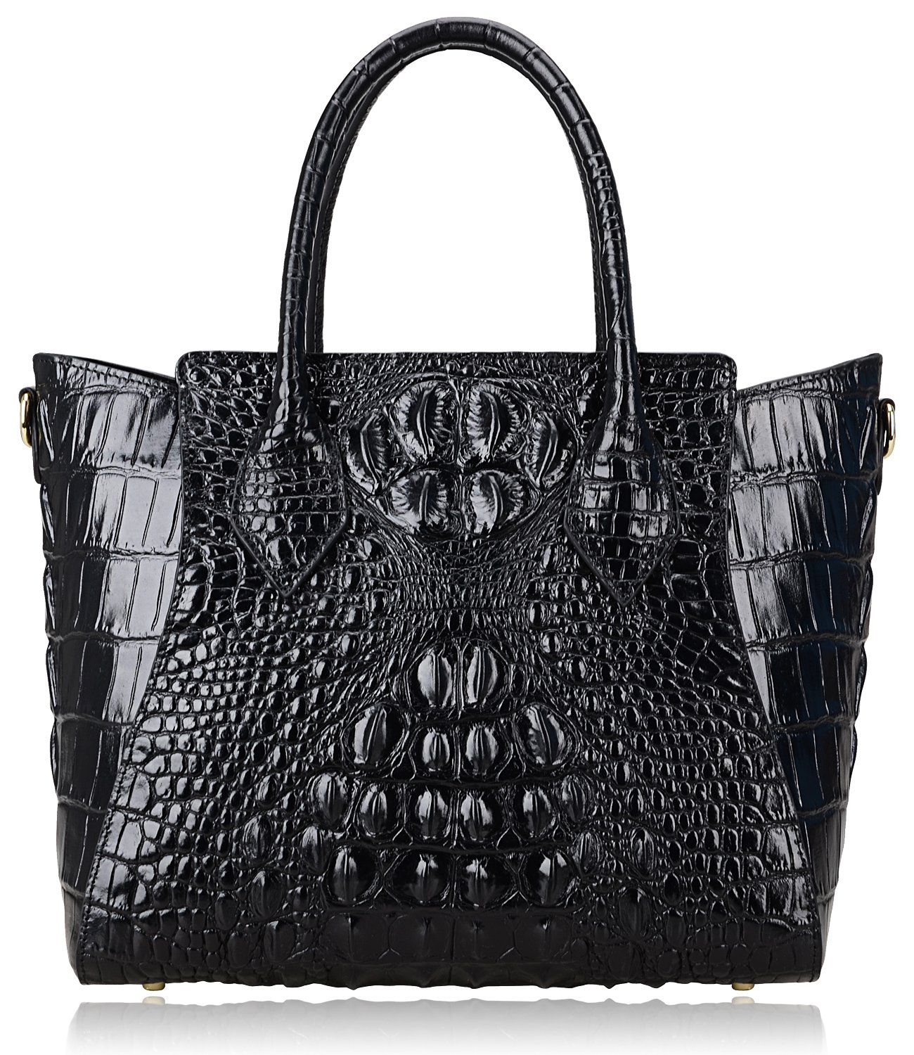 PIJUSHI Designer Crocodile Handbags for Women - Genuine Leather Top Handle Shoulder Bag Purse | Luxury Office Work & Evening Party Handbag