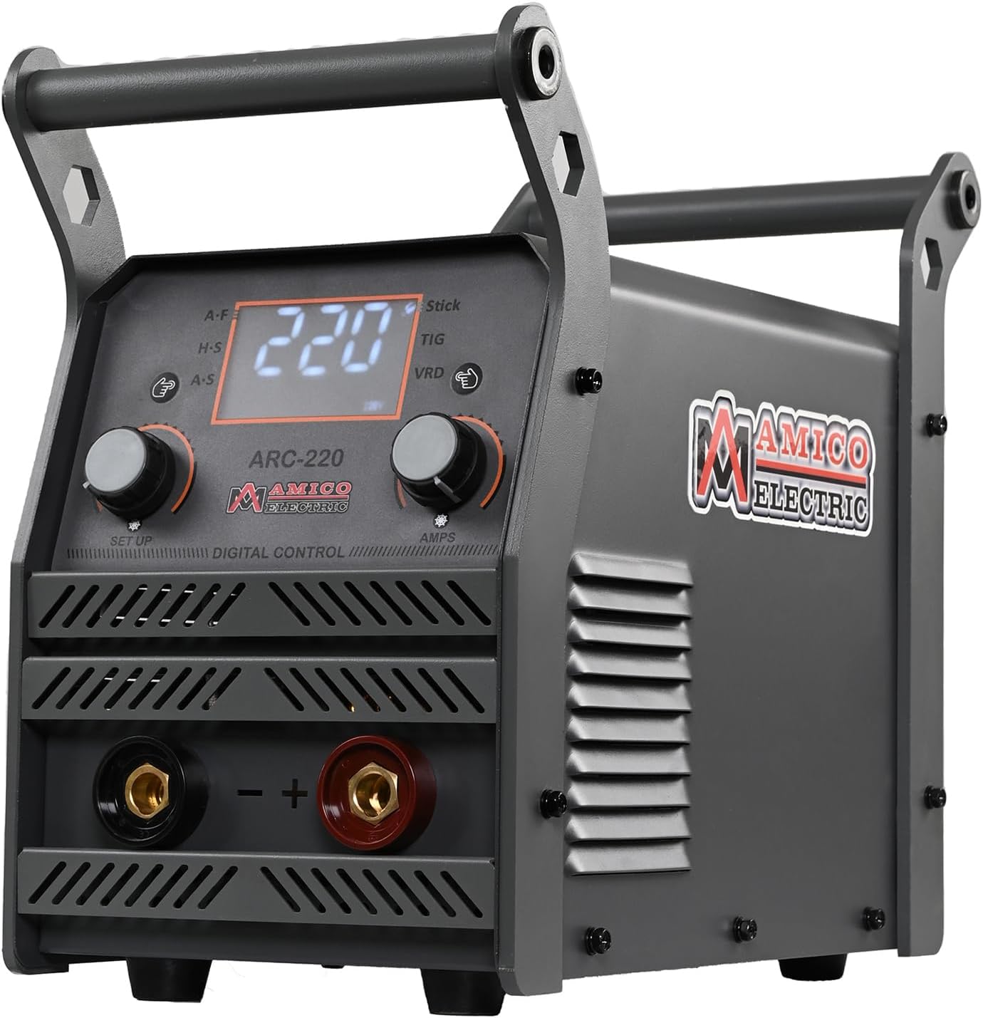 Amico ARC 220 Amp Professional Digital Stick Arc Lift TIG Welder - 100V-250V Dual Voltage with 80% Duty Cycle - Ideal for Home DIY, Metal Fabrication & Automotive Repair